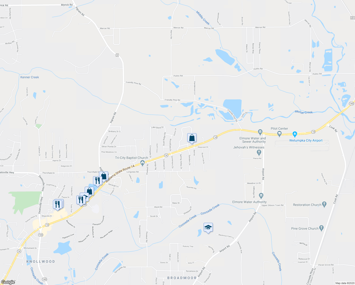 map of restaurants, bars, coffee shops, grocery stores, and more near 89 Brownstone Loop in Elmore