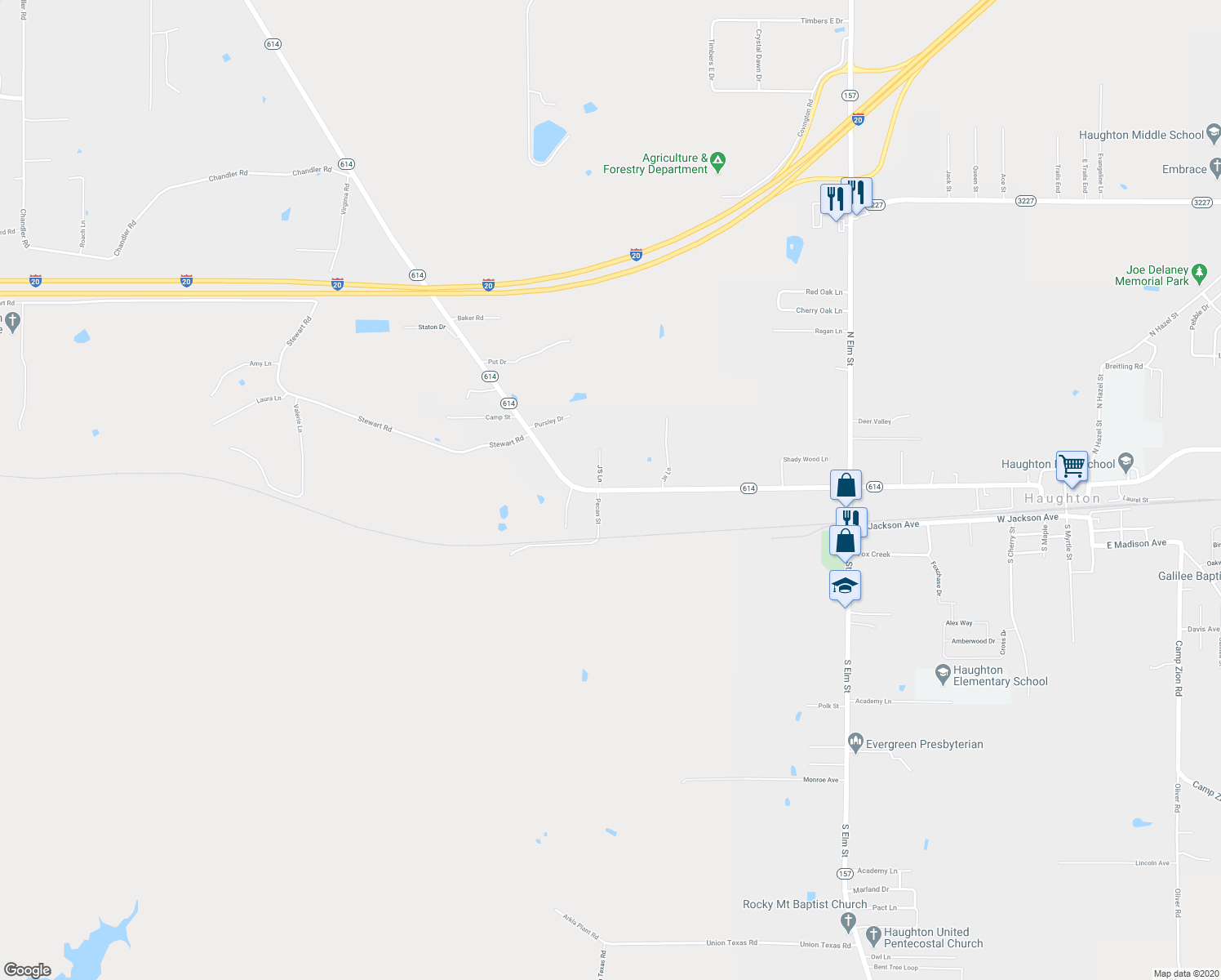 map of restaurants, bars, coffee shops, grocery stores, and more near 730 West McKinley Avenue in Haughton