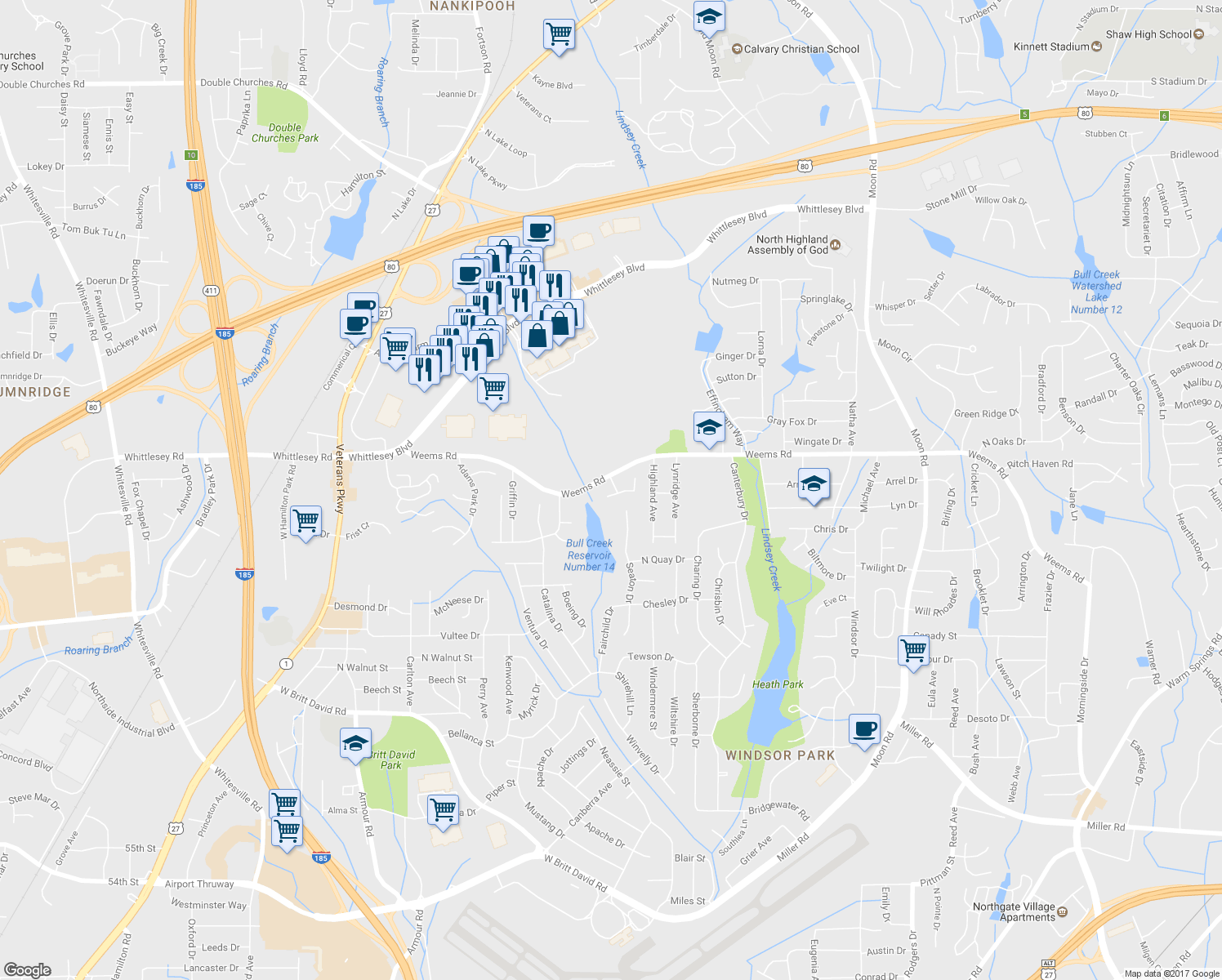 map of restaurants, bars, coffee shops, grocery stores, and more near 6309 Summer Chase Way in Columbus