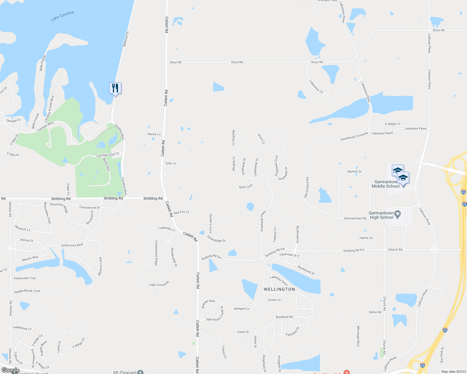 map of restaurants, bars, coffee shops, grocery stores, and more near 129 Quill Cove in Madison