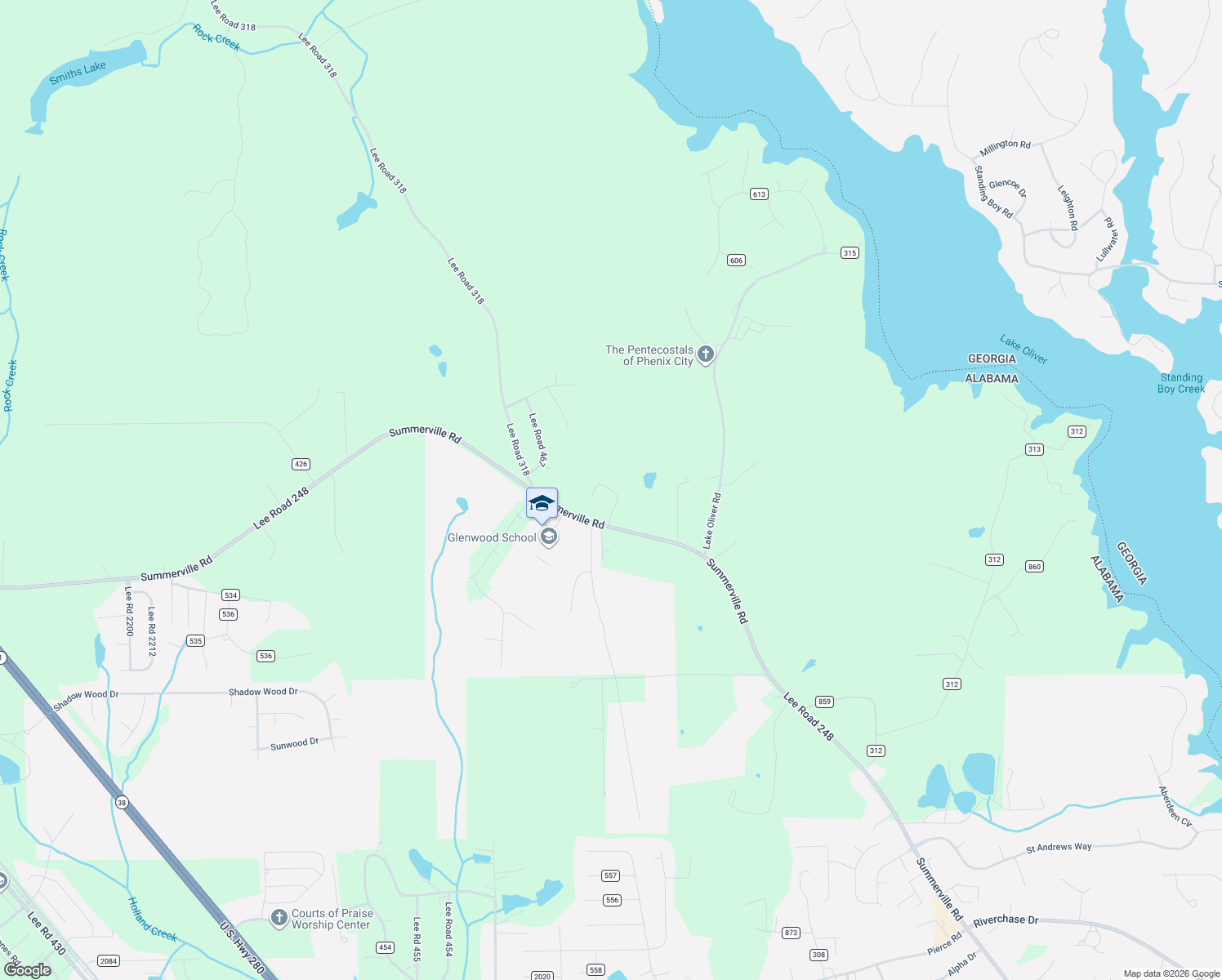 map of restaurants, bars, coffee shops, grocery stores, and more near 137 Lee Road 248 in Smiths Station