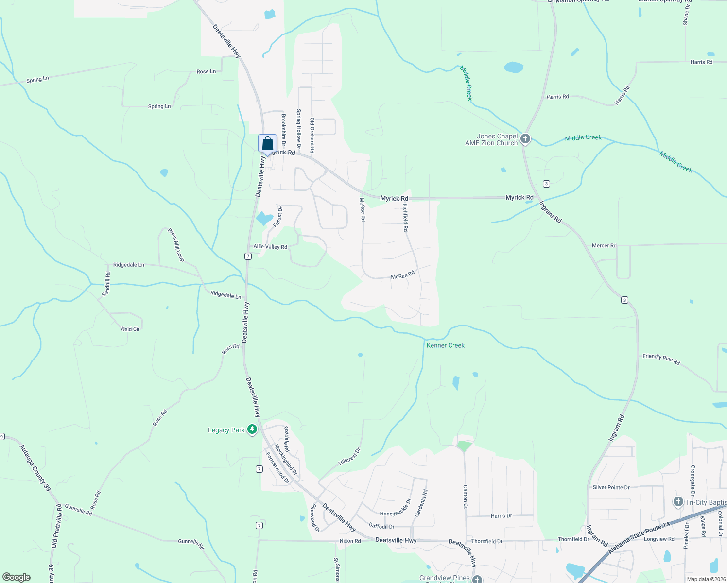 map of restaurants, bars, coffee shops, grocery stores, and more near 882 Richfield Road in Deatsville