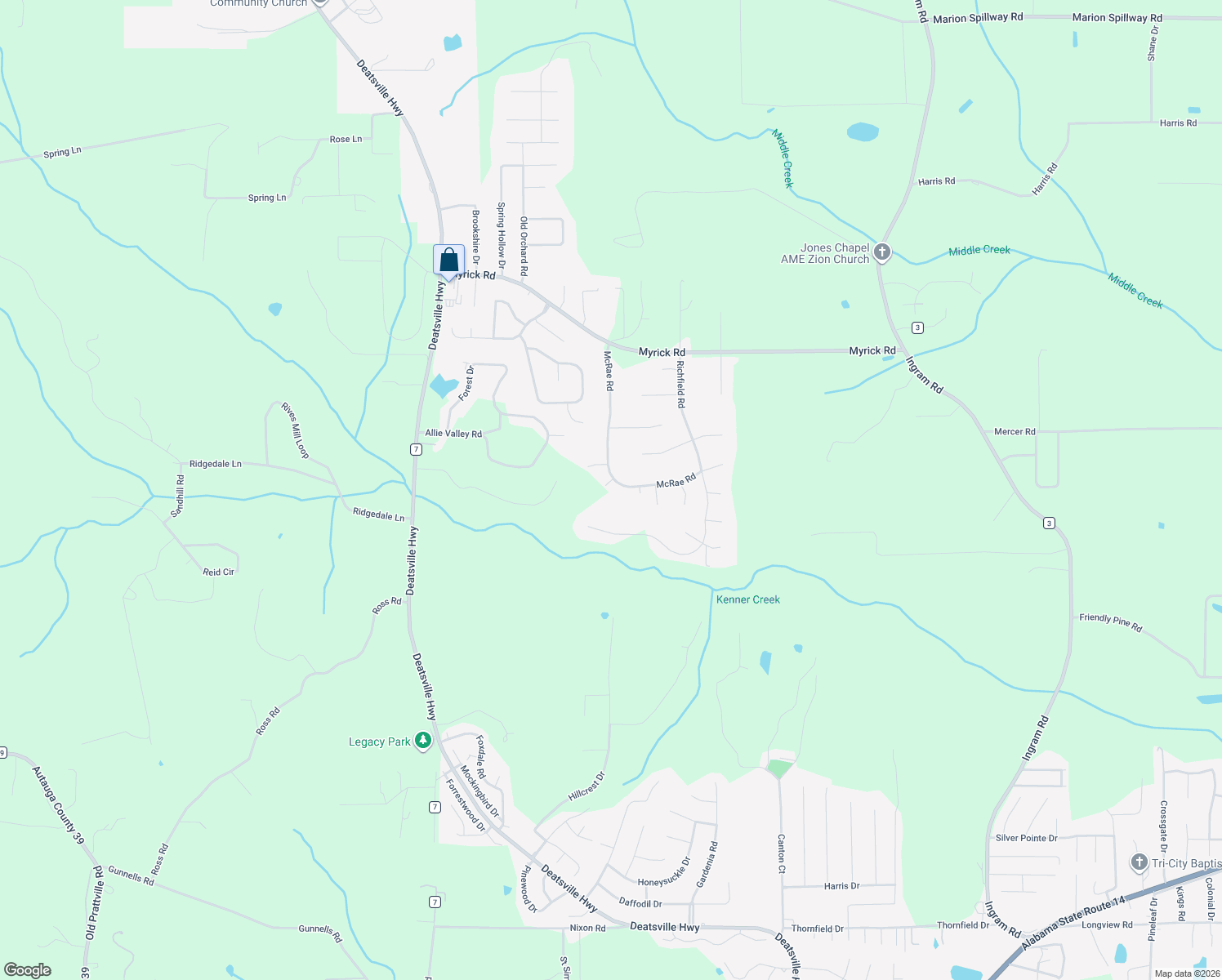 map of restaurants, bars, coffee shops, grocery stores, and more near 882 Richfield Road in Deatsville