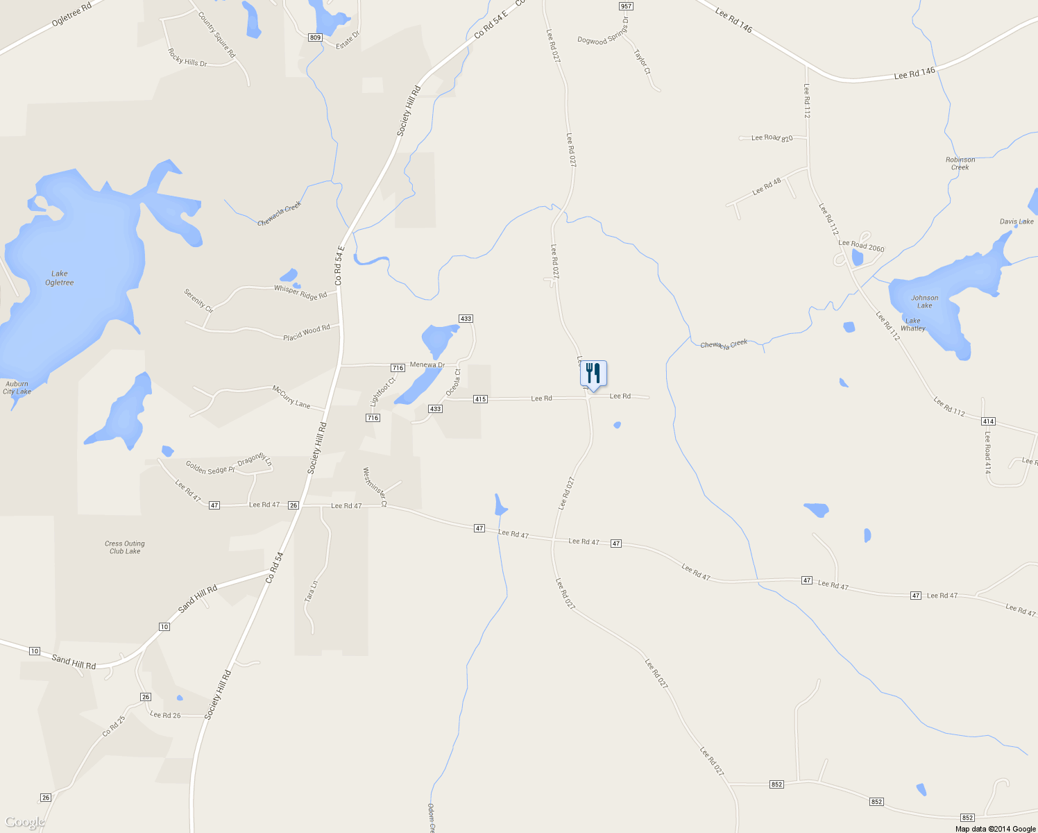 map of restaurants, bars, coffee shops, grocery stores, and more near 809 Lee Road in Auburn