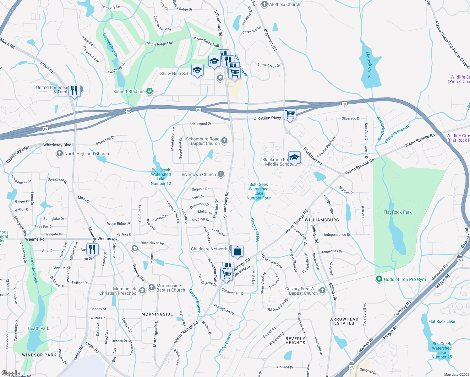 map of restaurants, bars, coffee shops, grocery stores, and more near 206 Plum Court in Columbus