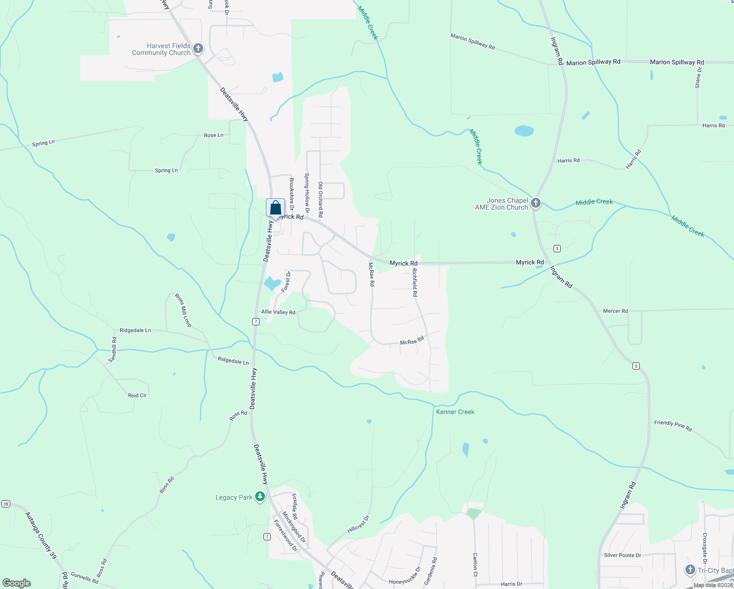 map of restaurants, bars, coffee shops, grocery stores, and more near 178 McRae Rd in Deatsville