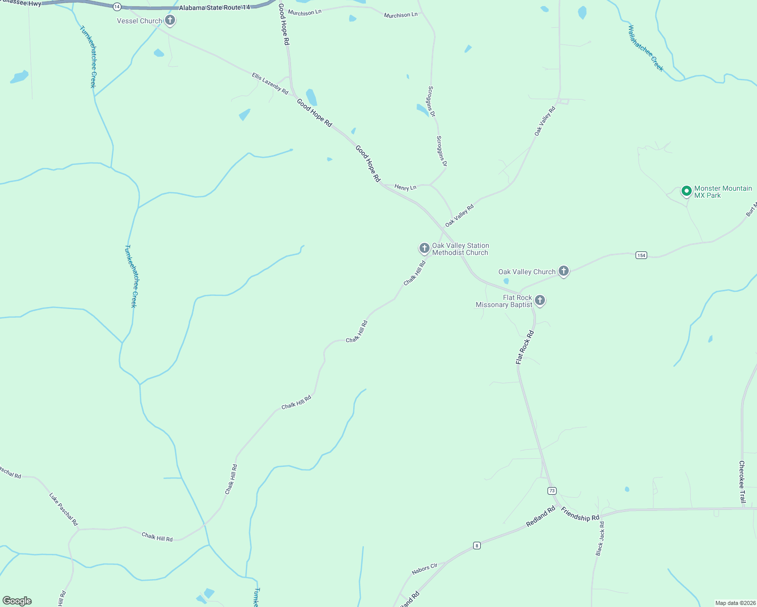 map of restaurants, bars, coffee shops, grocery stores, and more near 376 Chalk Hill Road in Tallassee