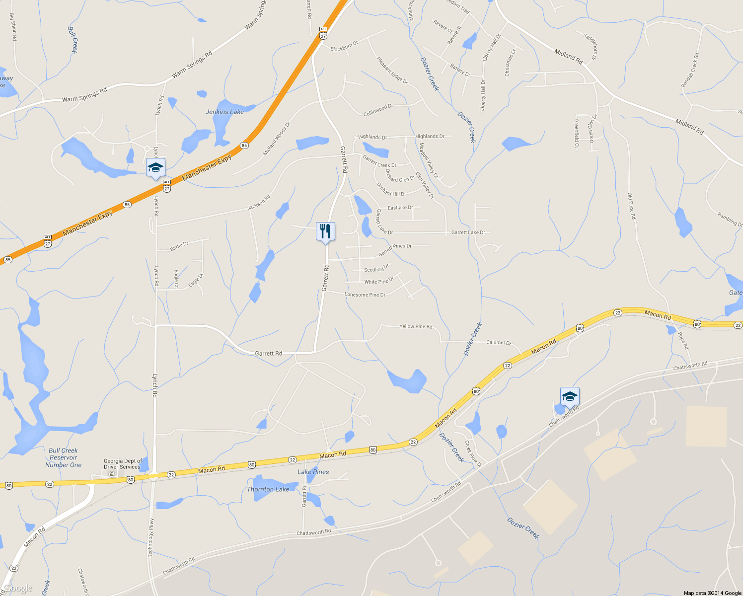 map of restaurants, bars, coffee shops, grocery stores, and more near 7030 Lonesome Pine Dr in Midland