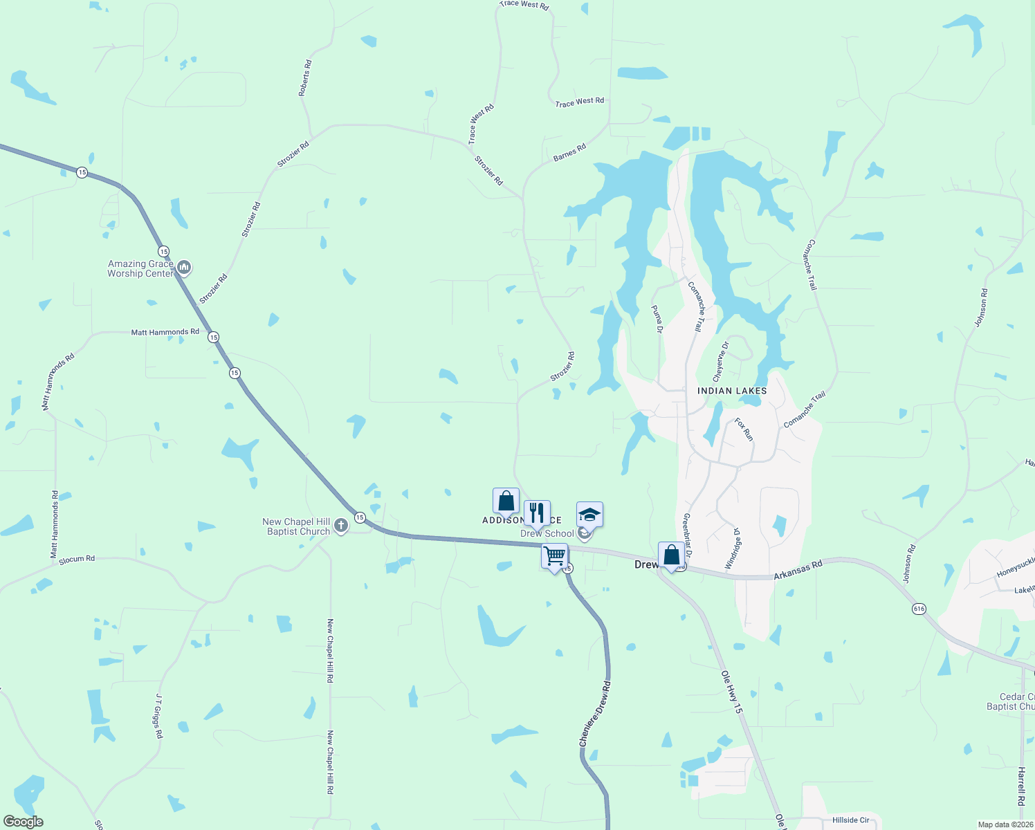 map of restaurants, bars, coffee shops, grocery stores, and more near 400 Strozier Road in West Monroe
