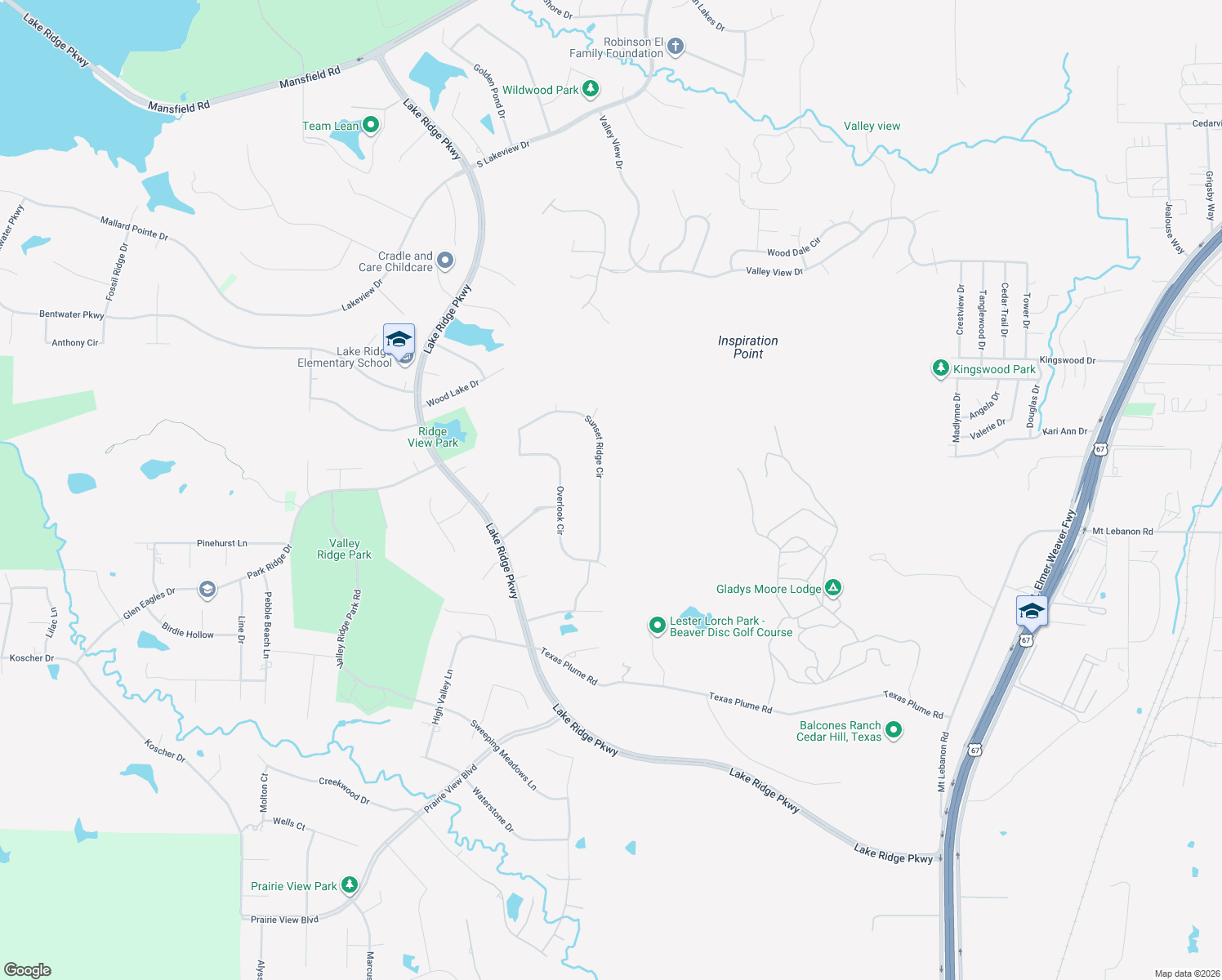 map of restaurants, bars, coffee shops, grocery stores, and more near 1332 Sunset Ridge Circle in Cedar Hill