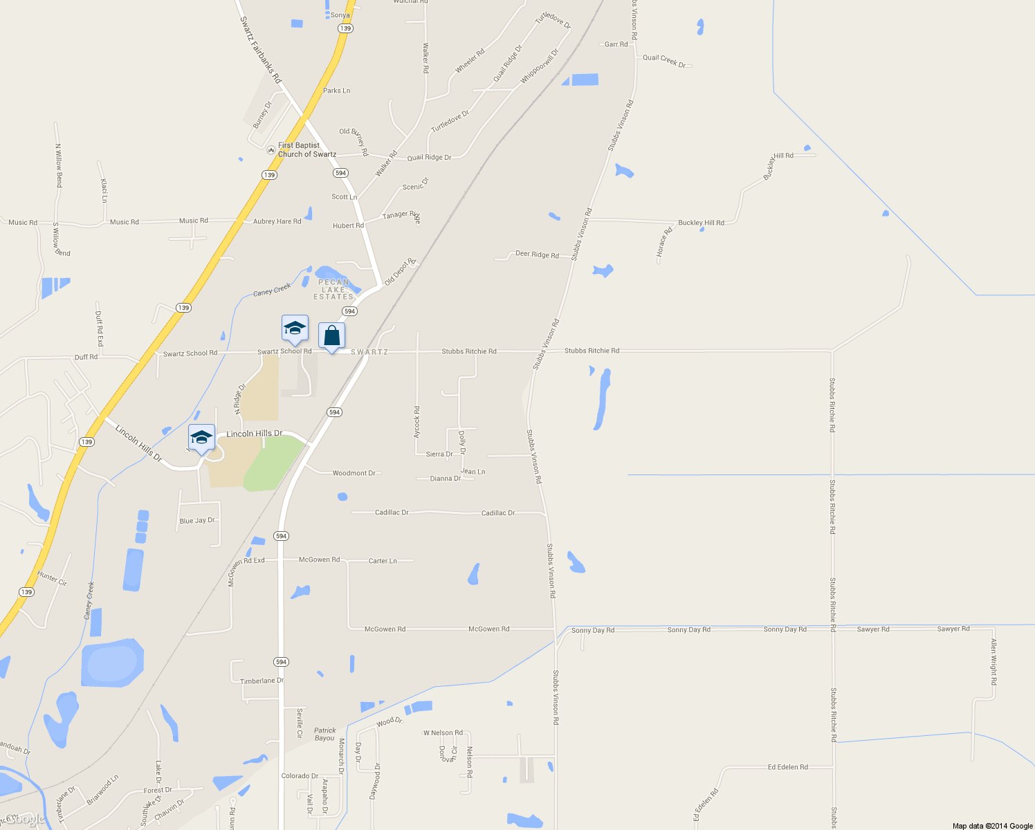 map of restaurants, bars, coffee shops, grocery stores, and more near 1809 Stubbs Vinson Road in Monroe