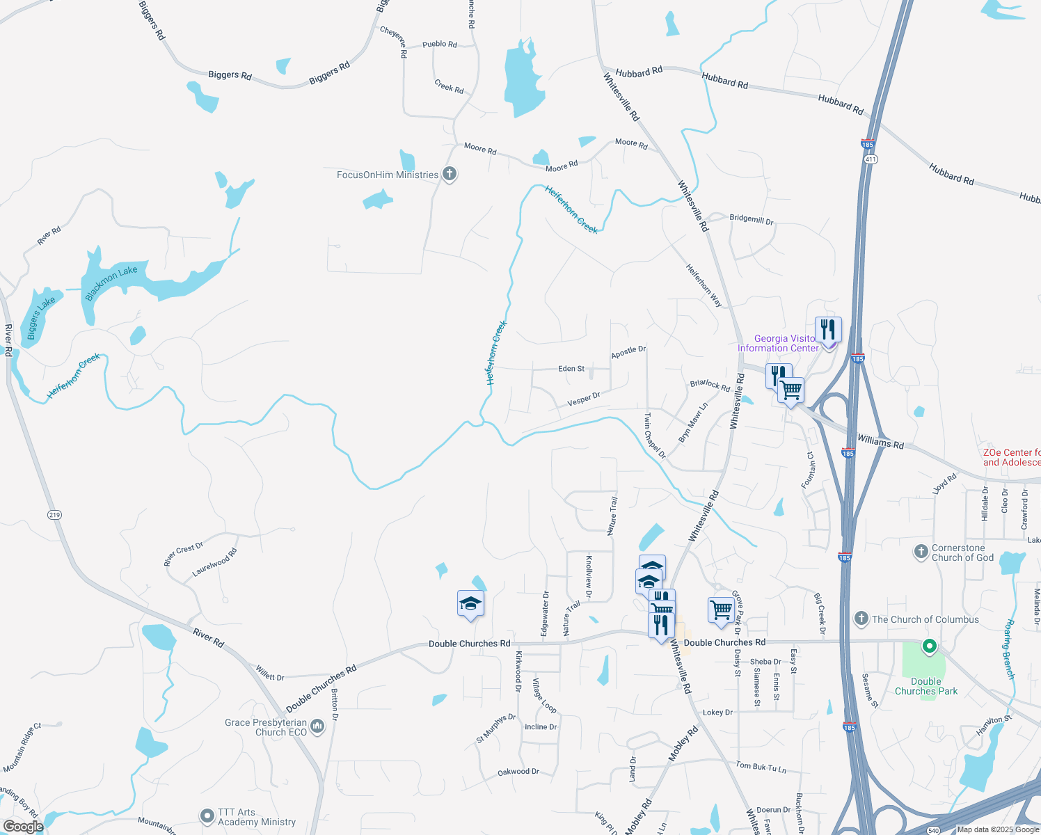 map of restaurants, bars, coffee shops, grocery stores, and more near 8205 Lantern Lane in Columbus
