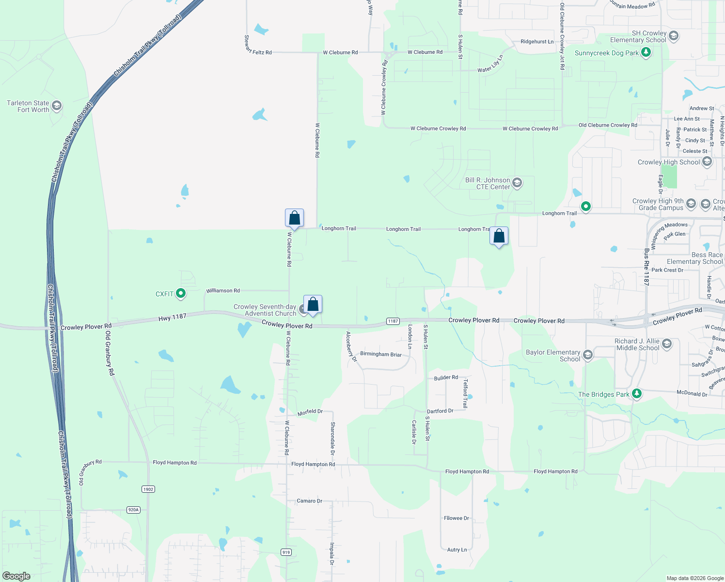map of restaurants, bars, coffee shops, grocery stores, and more near 509 Gipson Manor Court in Crowley