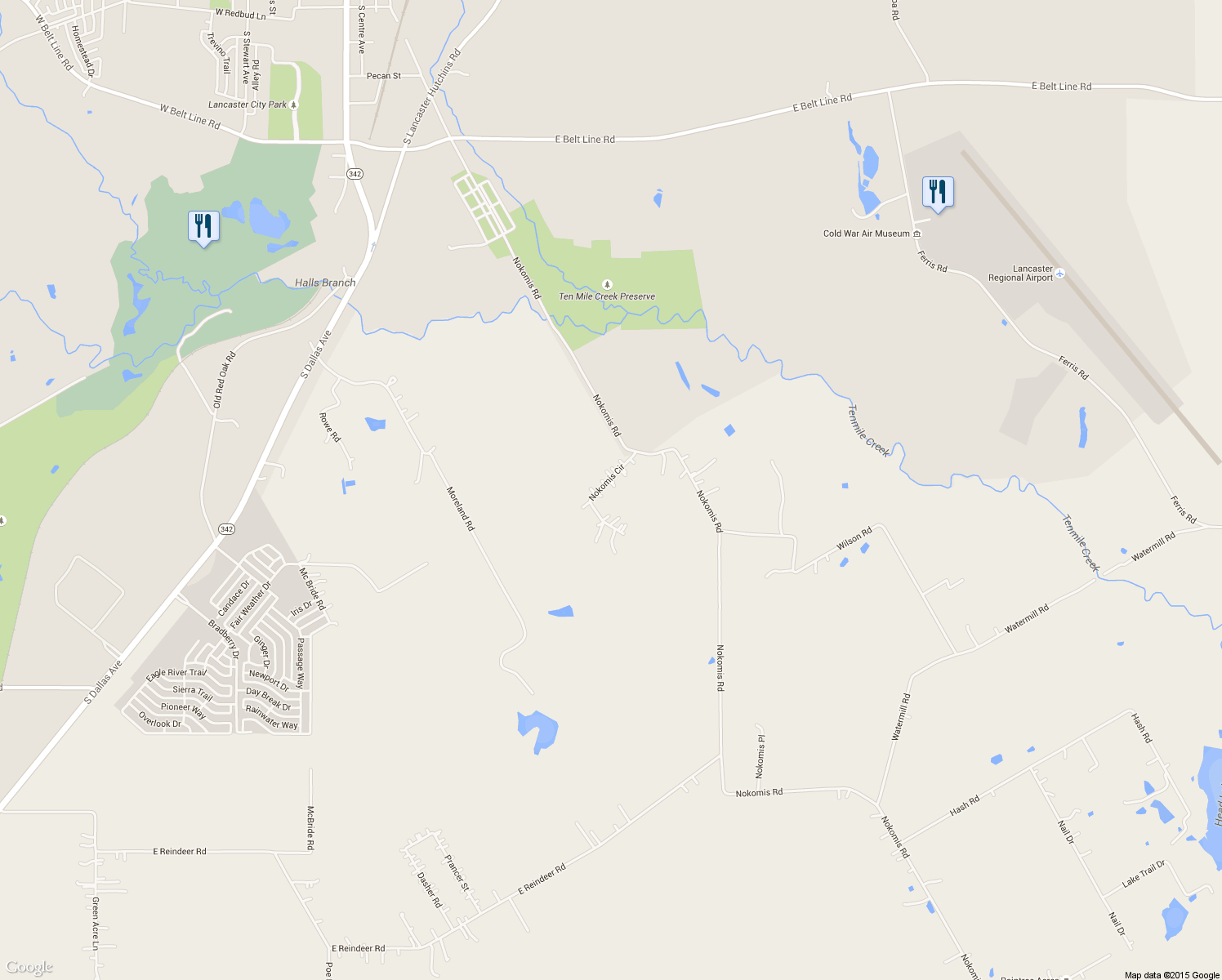 map of restaurants, bars, coffee shops, grocery stores, and more near 864 Nokomis Circle in Lancaster