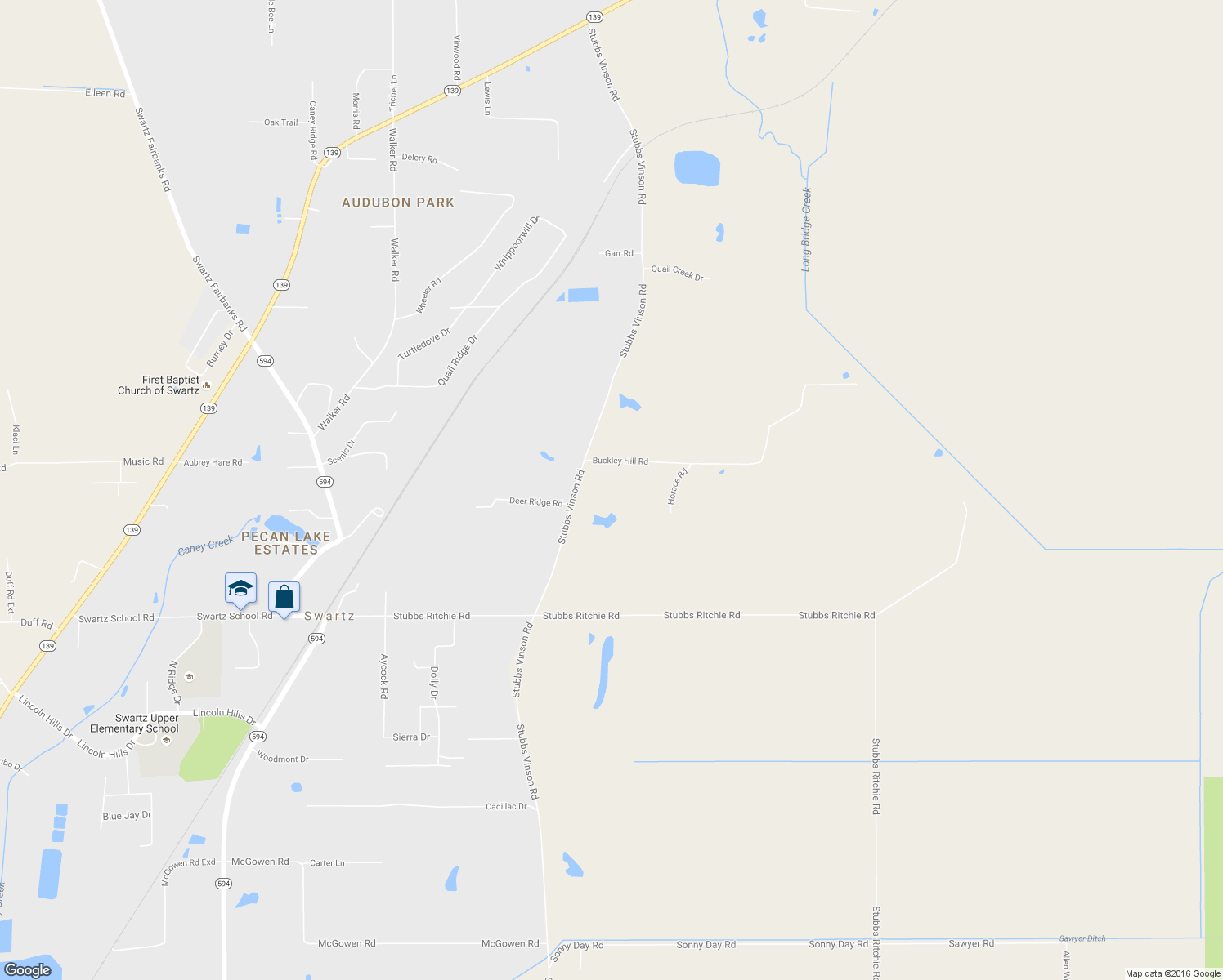 map of restaurants, bars, coffee shops, grocery stores, and more near 2140 Stubbs Vinson Road in Monroe