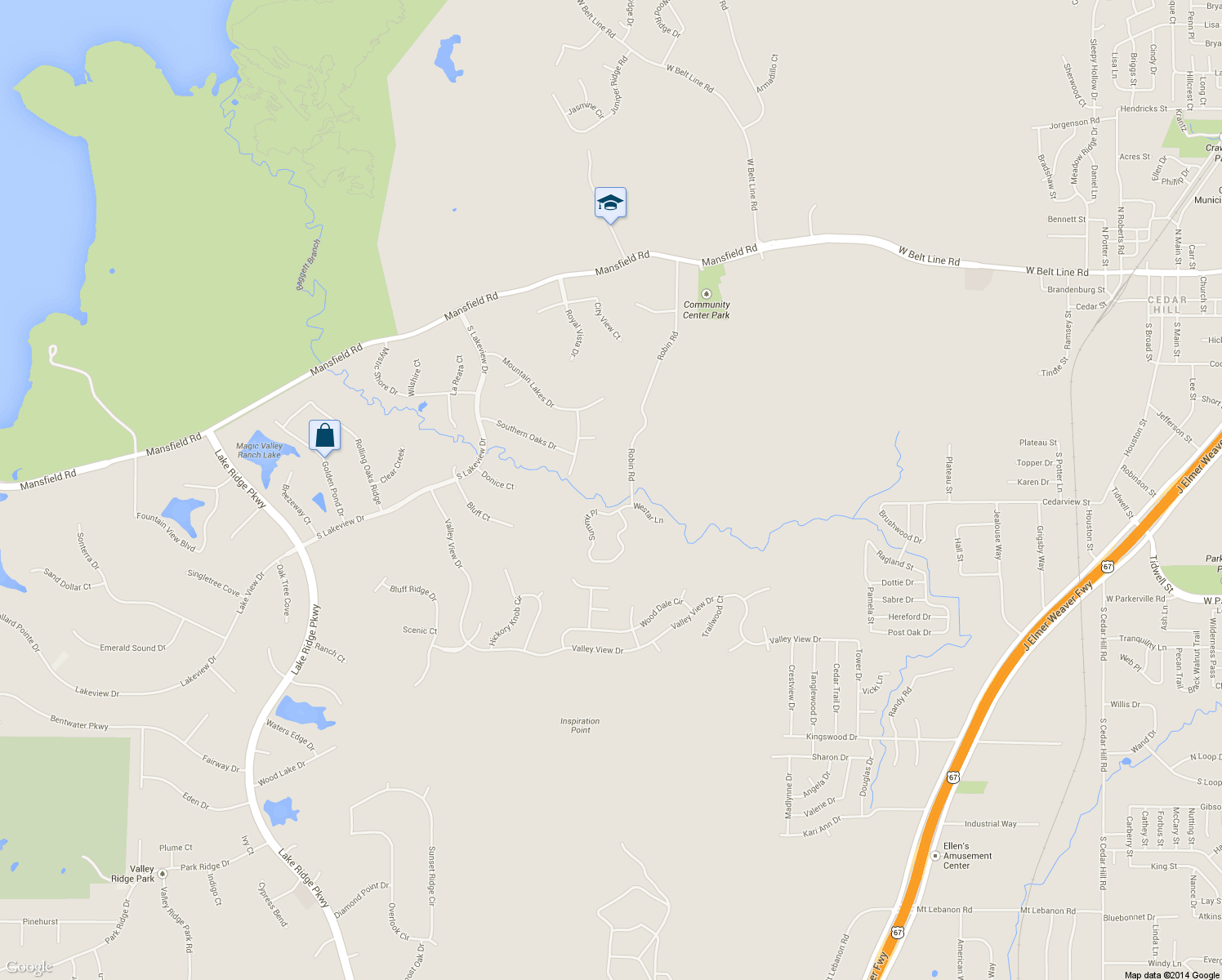 map of restaurants, bars, coffee shops, grocery stores, and more near 568 Robin Road in Cedar Hill