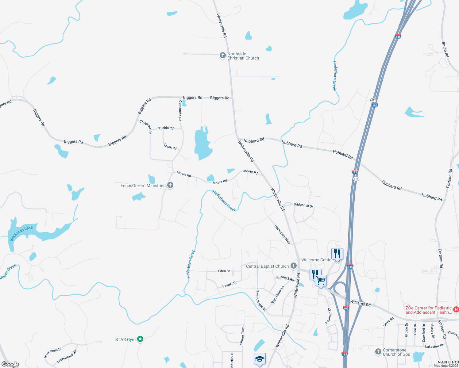 map of restaurants, bars, coffee shops, grocery stores, and more near 966 Moore Road in Columbus