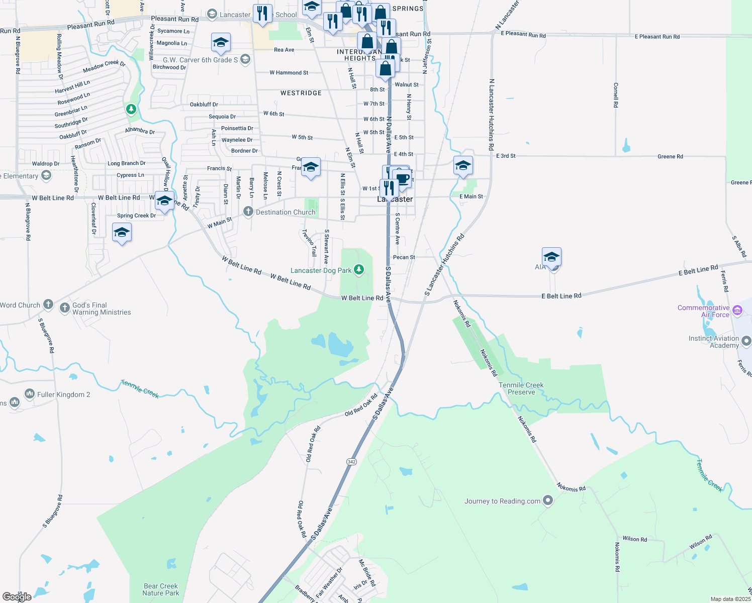 map of restaurants, bars, coffee shops, grocery stores, and more near 115 Nicklaus Nook in Lancaster