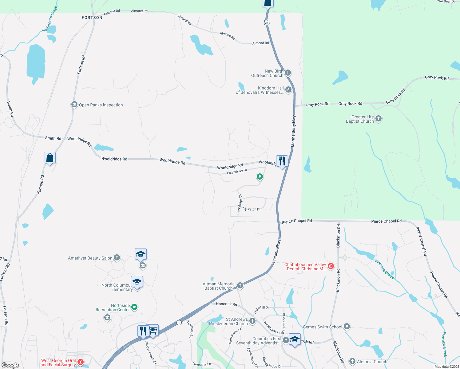 map of restaurants, bars, coffee shops, grocery stores, and more near 9554 English Ivy Court in Columbus
