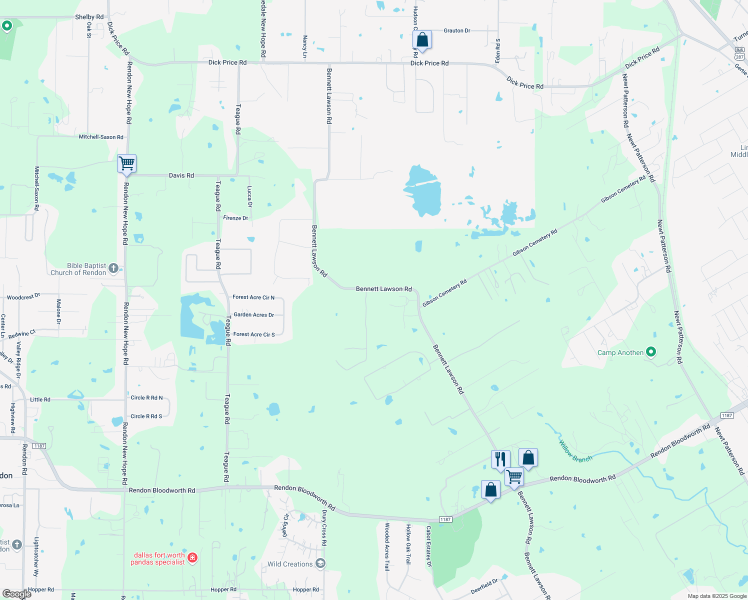 map of restaurants, bars, coffee shops, grocery stores, and more near 6056 Bennett Lawson Road in Mansfield