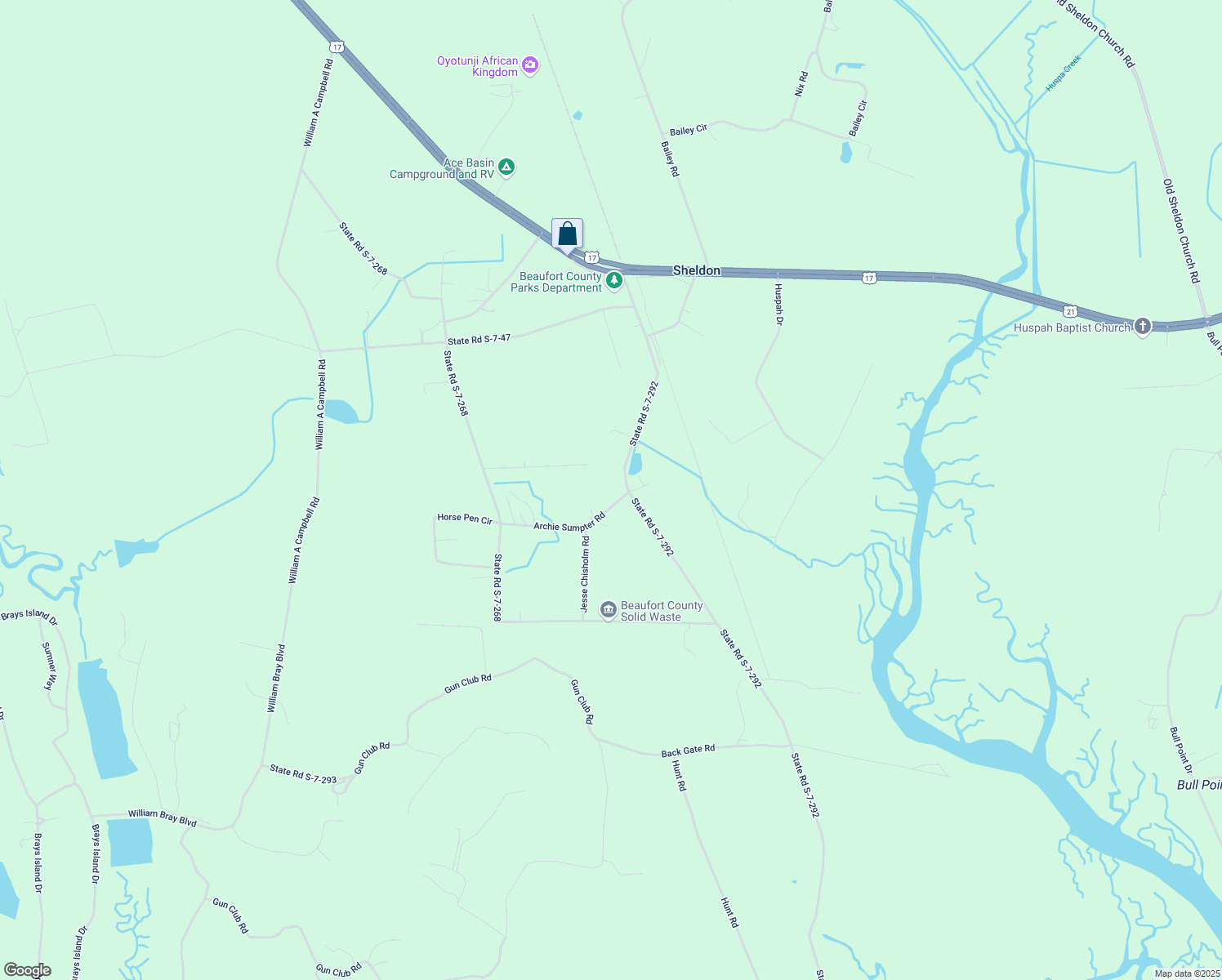map of restaurants, bars, coffee shops, grocery stores, and more near 114 Paige Point Road in Seabrook