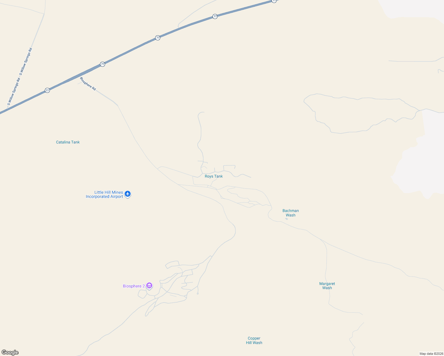 map of restaurants, bars, coffee shops, grocery stores, and more near 67919 East Madison Road in Oracle