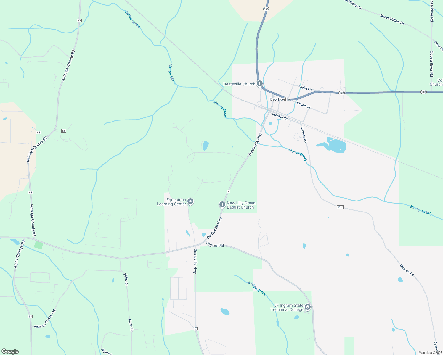 map of restaurants, bars, coffee shops, grocery stores, and more near 258 Garden Road in Deatsville