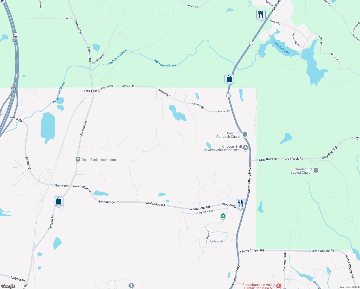 map of restaurants, bars, coffee shops, grocery stores, and more near 172-6 Almond Ridge Drive in Columbus