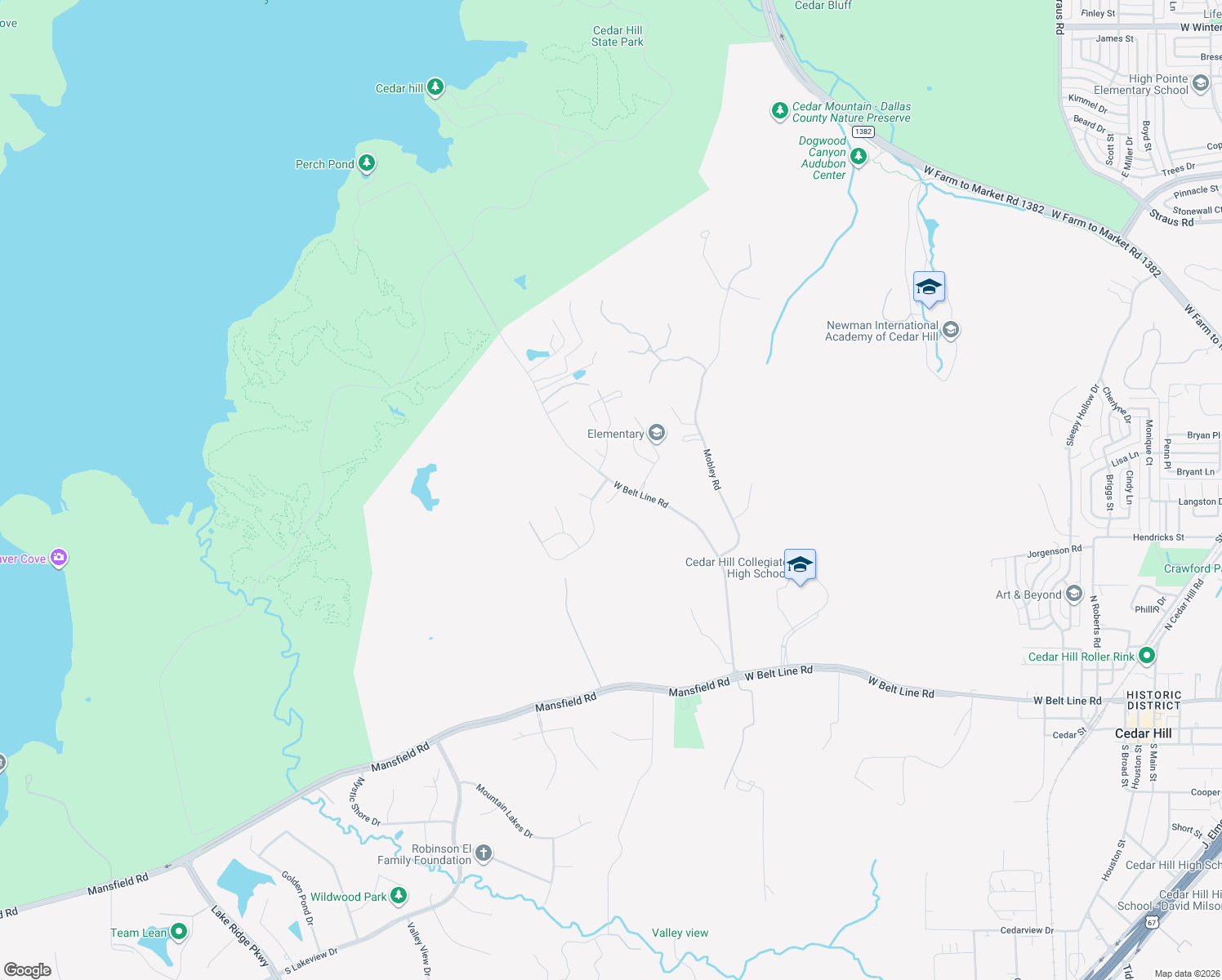 map of restaurants, bars, coffee shops, grocery stores, and more near 1904 Juniper Ridge Road in Cedar Hill