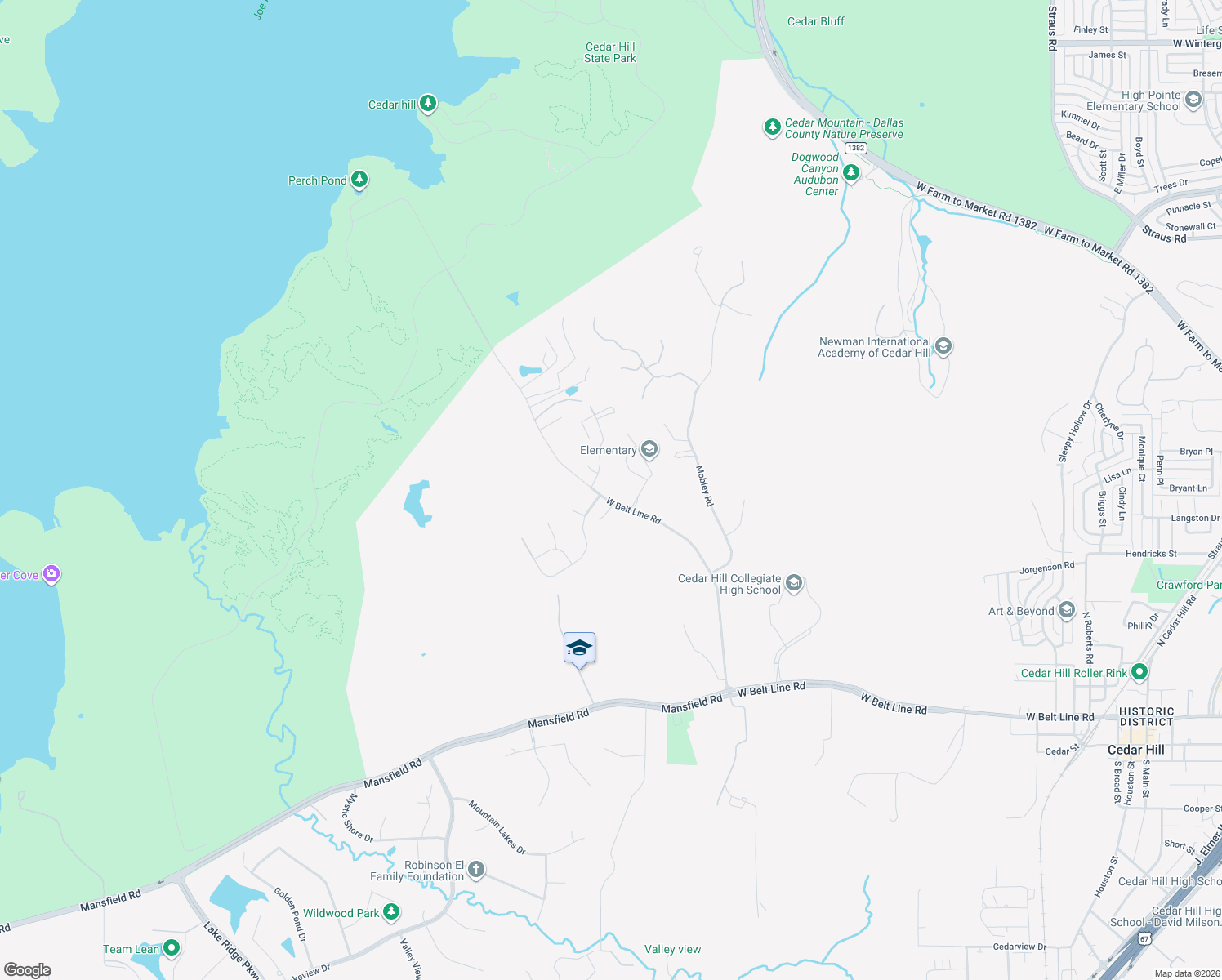 map of restaurants, bars, coffee shops, grocery stores, and more near 1904 Juniper Ridge Road in Cedar Hill