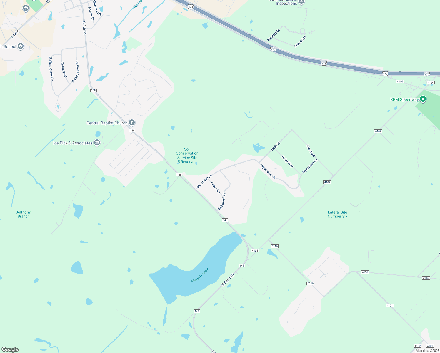 map of restaurants, bars, coffee shops, grocery stores, and more near 2552 Fall Brook Dr in Crandall
