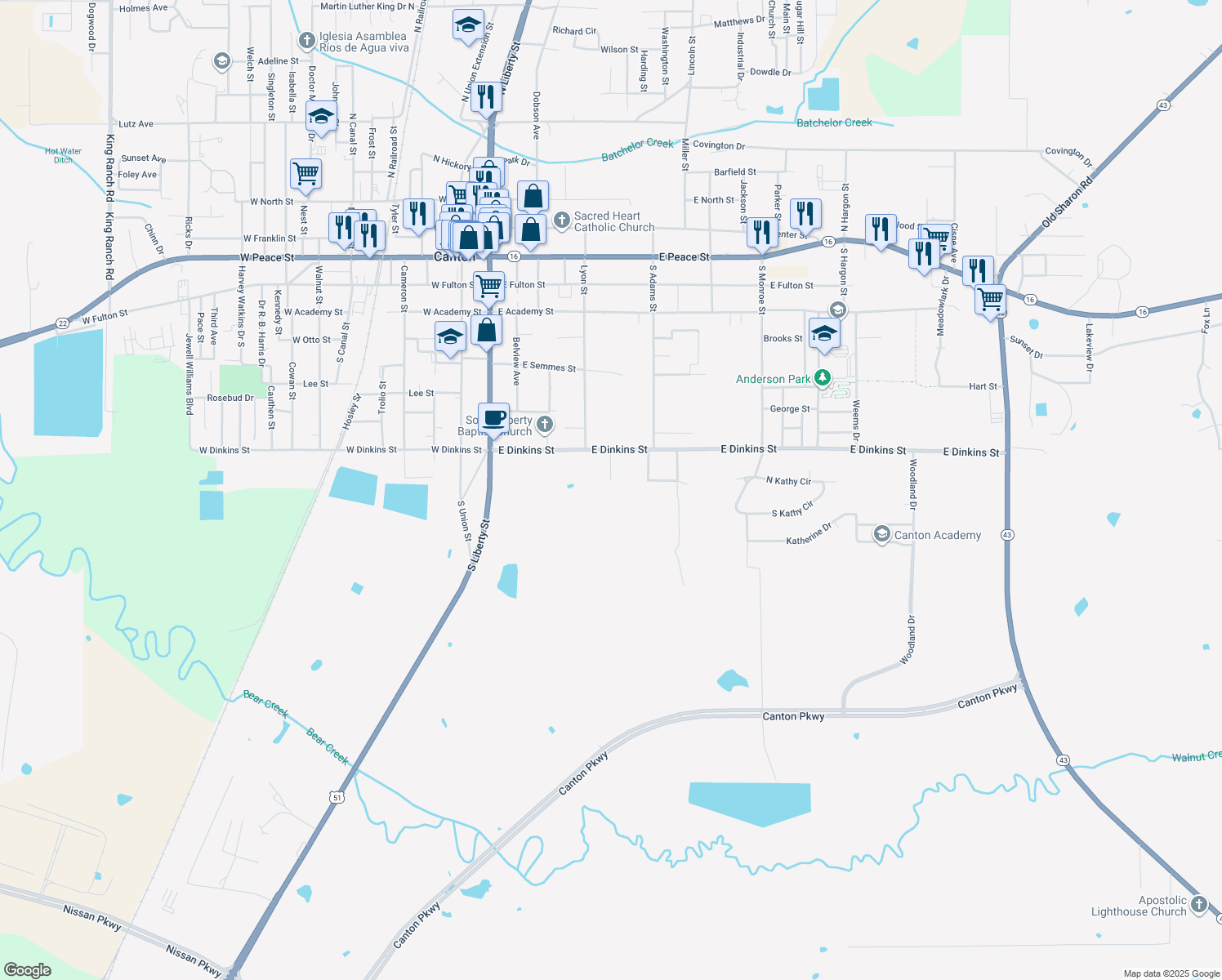 map of restaurants, bars, coffee shops, grocery stores, and more near 698 Sunnydale Dr in Canton
