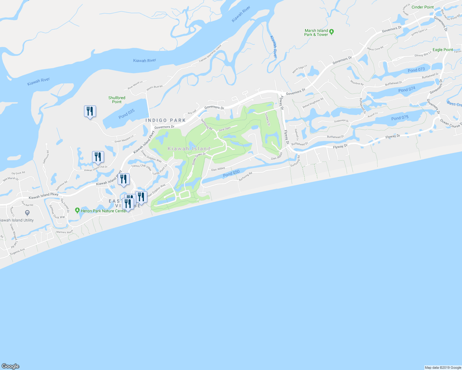 map of restaurants, bars, coffee shops, grocery stores, and more near 86 Surfsong Road in Johns Island