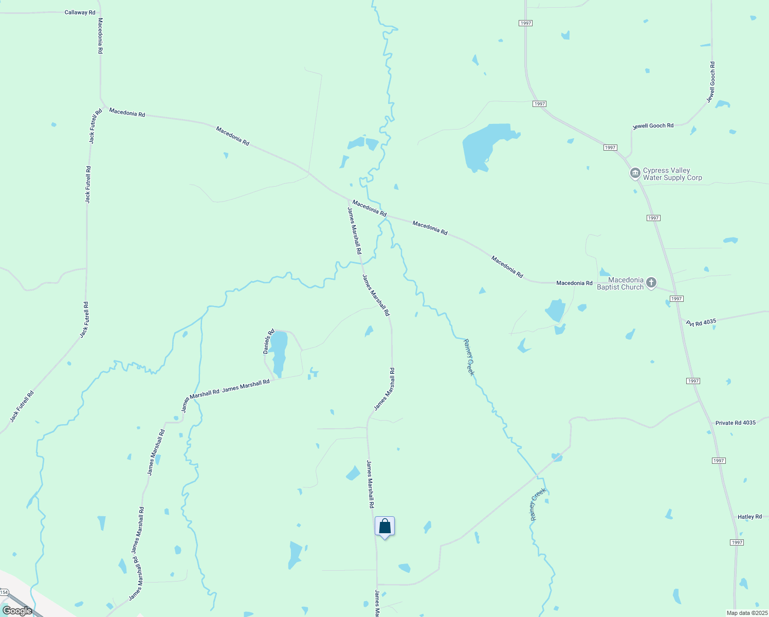 map of restaurants, bars, coffee shops, grocery stores, and more near James Marshall Road in Marshall