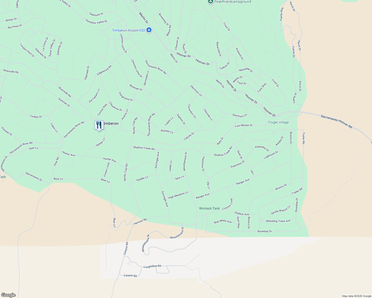 map of restaurants, bars, coffee shops, grocery stores, and more near 107 Shallow Creek Road in Timberon