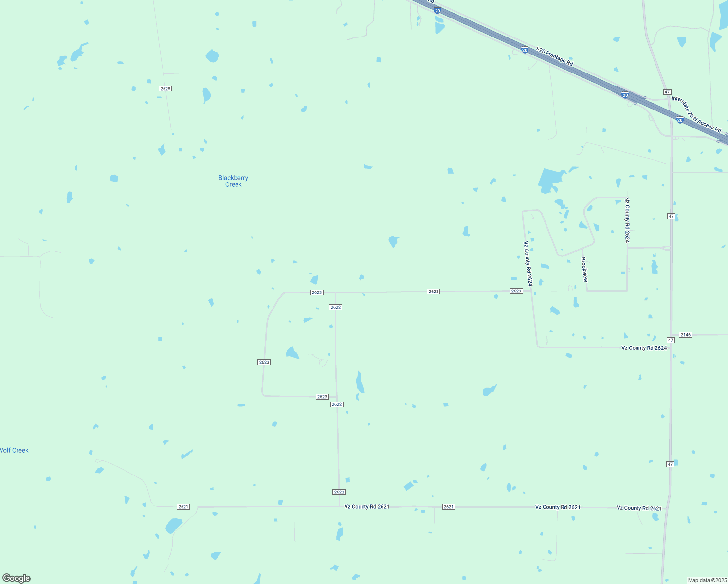 map of restaurants, bars, coffee shops, grocery stores, and more near County Road 2623 in Wills Point