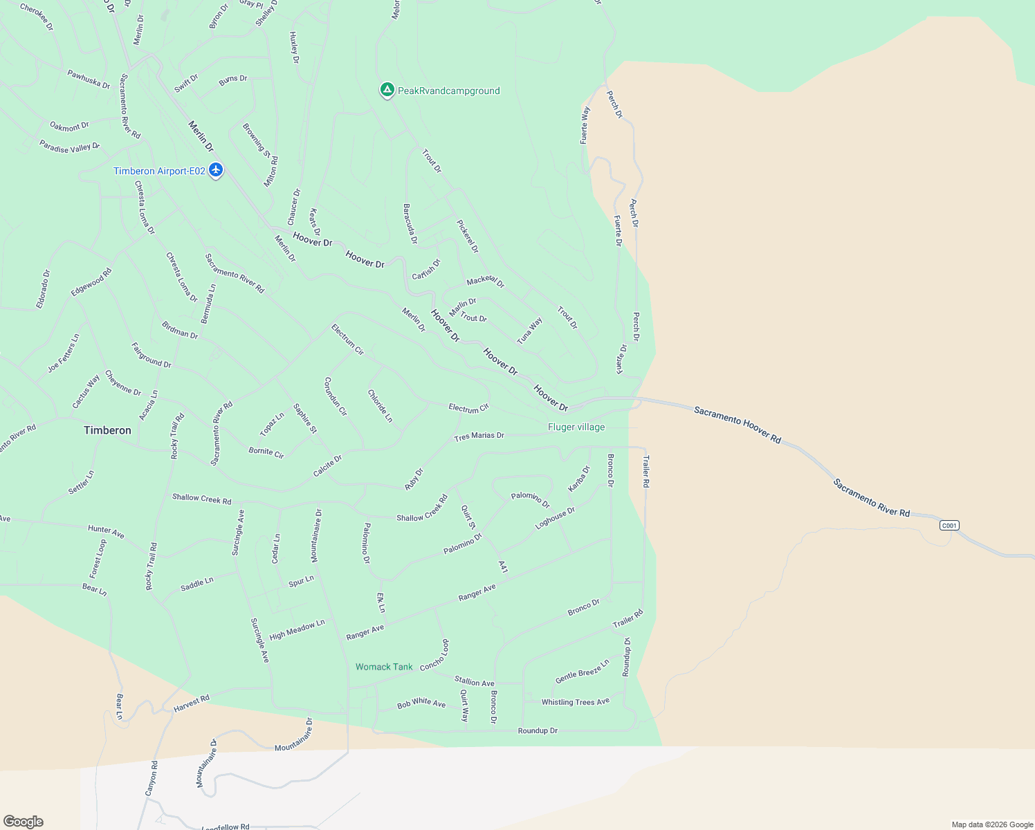 map of restaurants, bars, coffee shops, grocery stores, and more near Beauregard Drive in Timberon