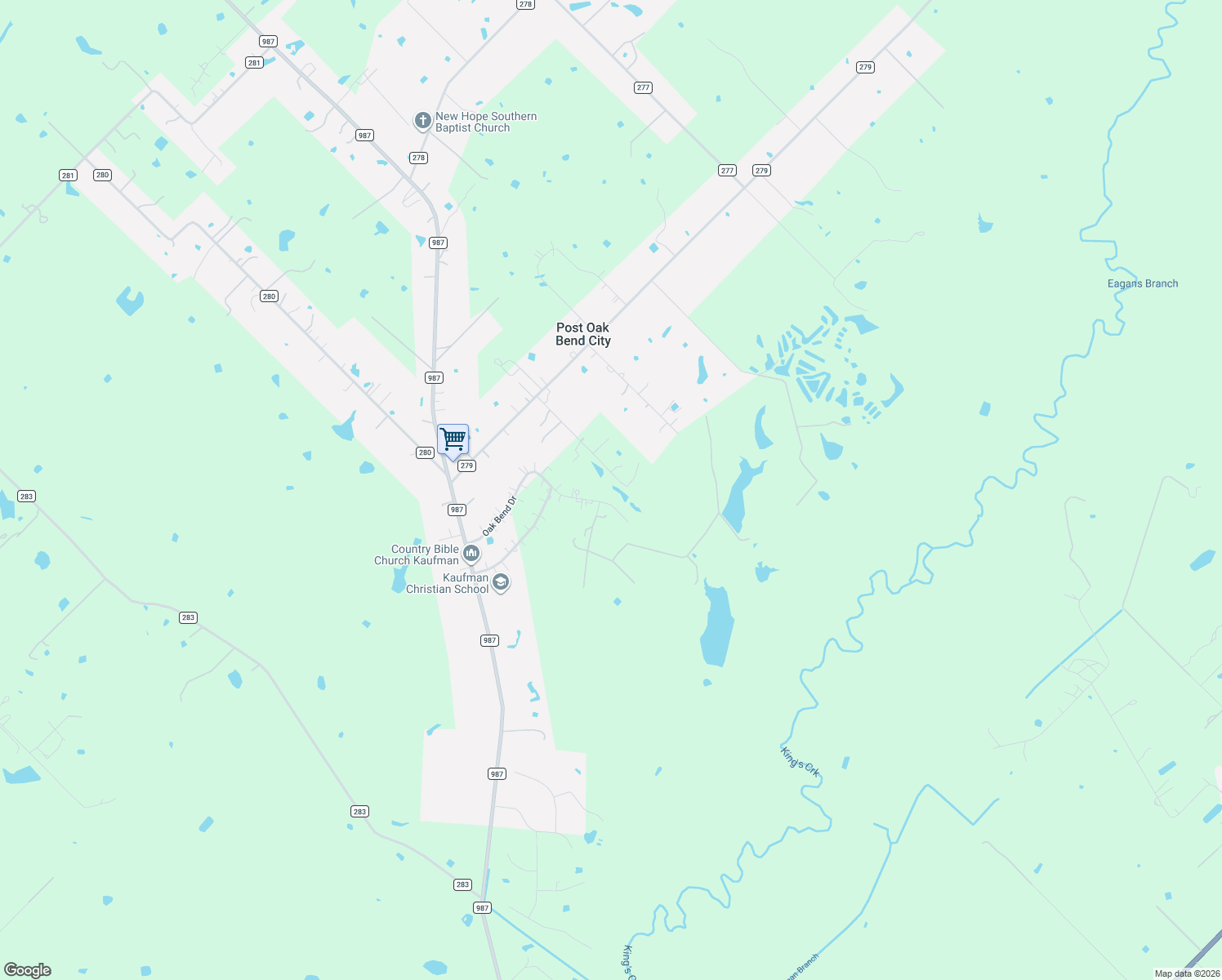 map of restaurants, bars, coffee shops, grocery stores, and more near 1573 Oak Bend Dr in Kaufman