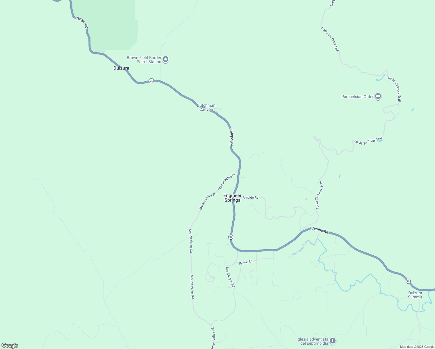 map of restaurants, bars, coffee shops, grocery stores, and more near 1370 Marron Valley Road in Dulzura