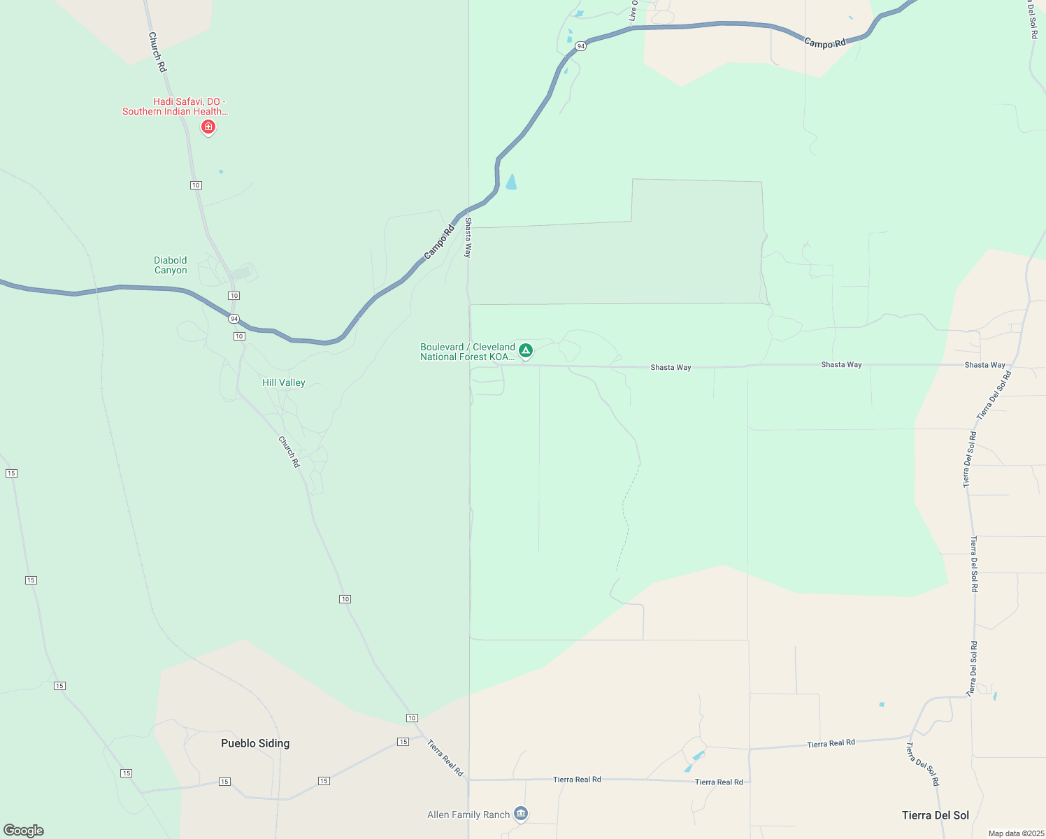 map of restaurants, bars, coffee shops, grocery stores, and more near 37121 California 94 in Boulevard