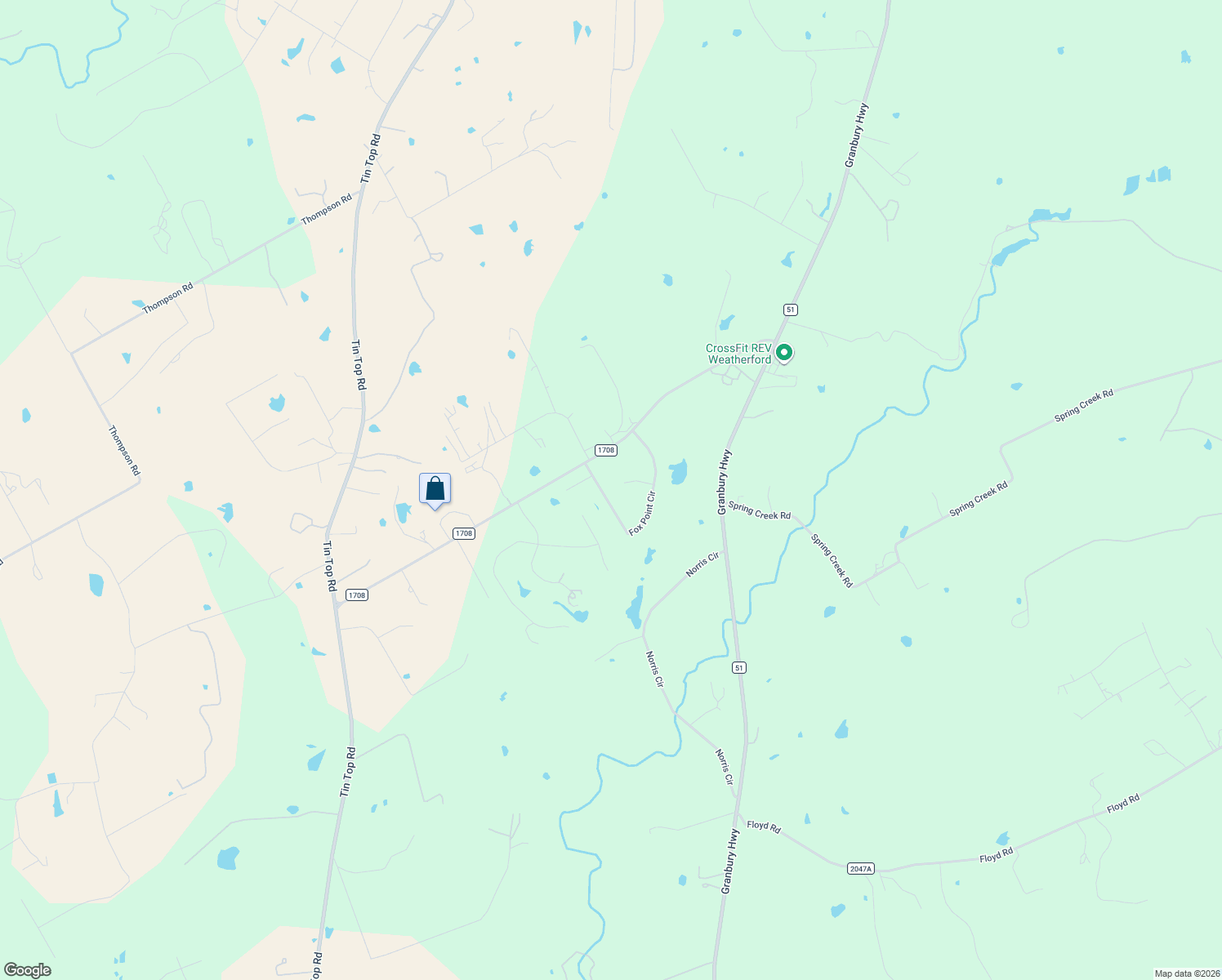 map of restaurants, bars, coffee shops, grocery stores, and more near 182 Fox Point Cir in Weatherford
