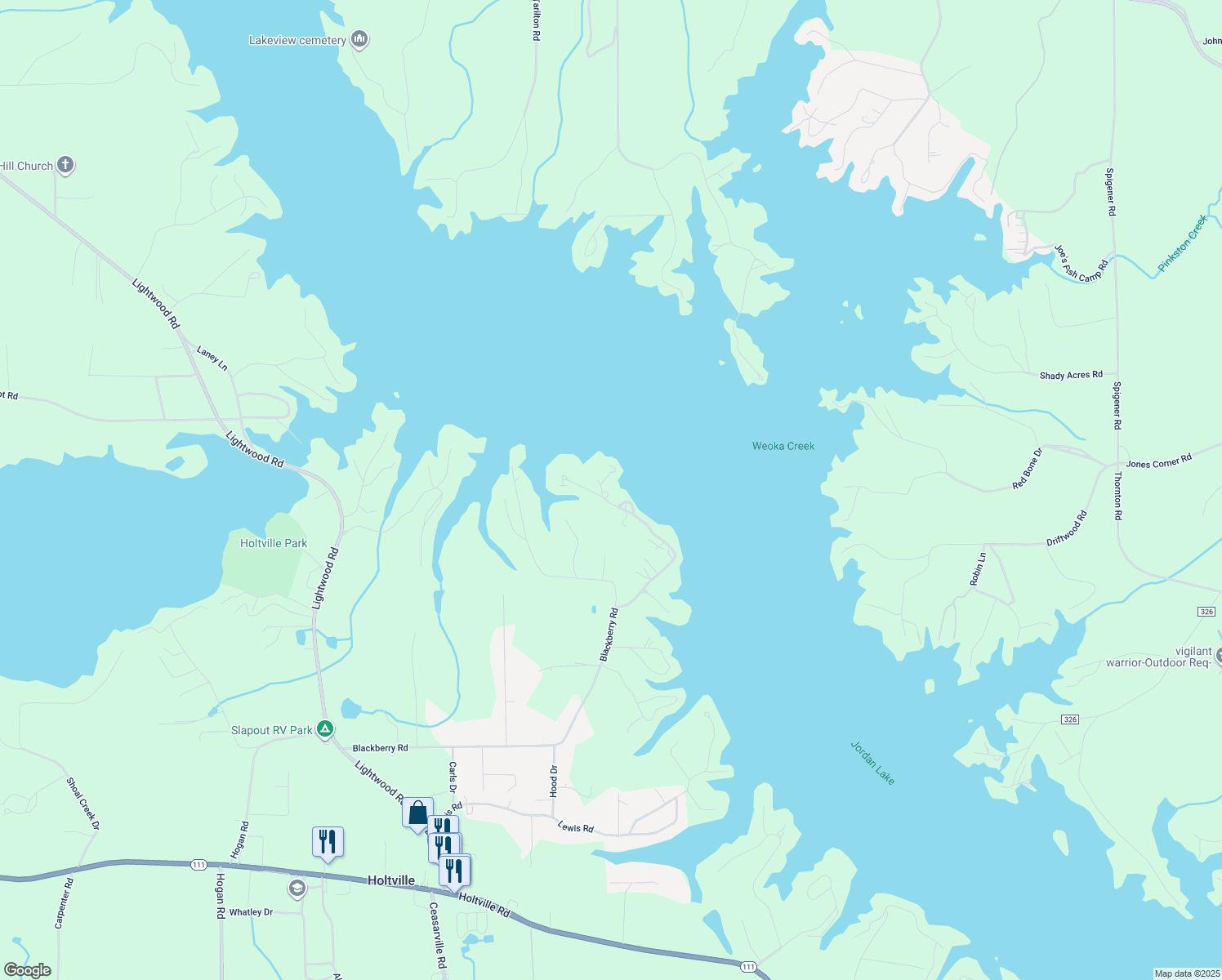 map of restaurants, bars, coffee shops, grocery stores, and more near 1698 Blackberry Rd in Deatsville