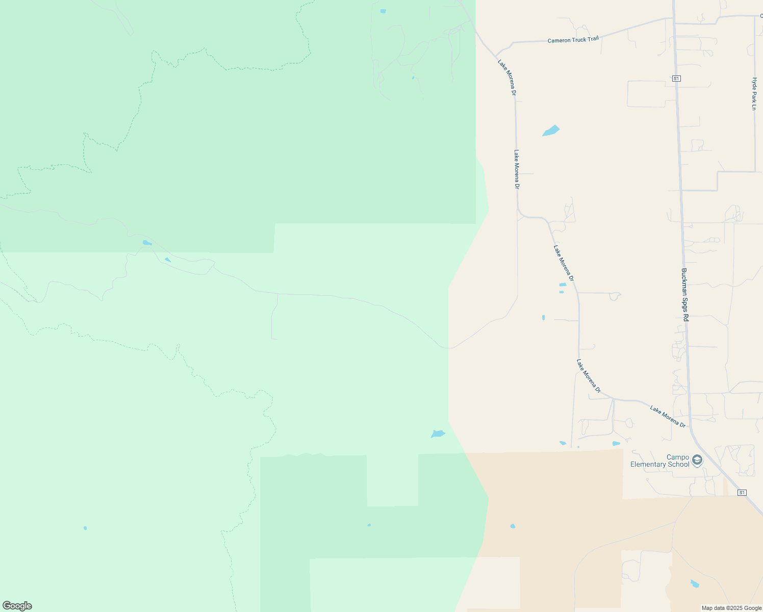 map of restaurants, bars, coffee shops, grocery stores, and more near Hauser Creek Road in Campo