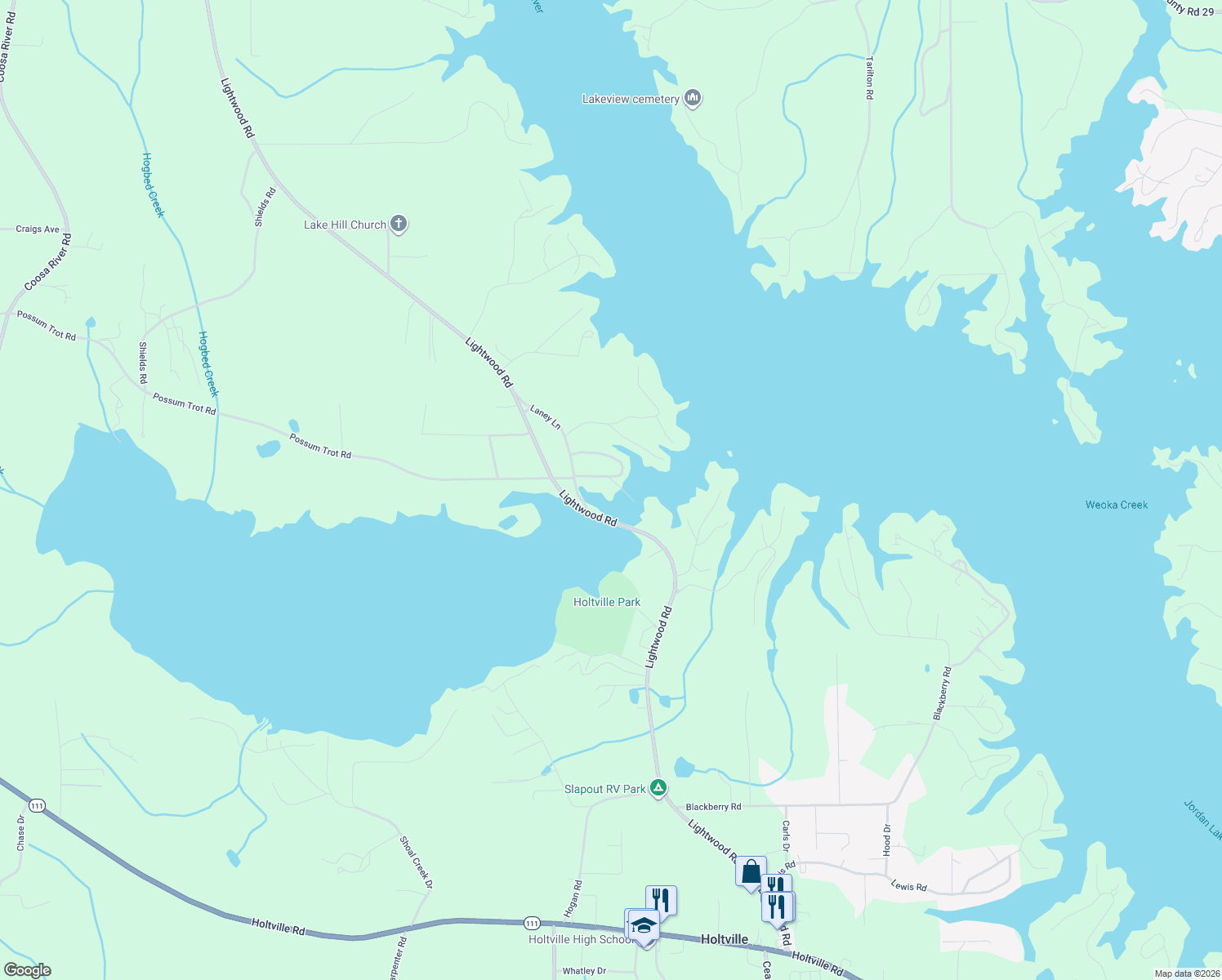 map of restaurants, bars, coffee shops, grocery stores, and more near 168 Briar Loop Rd in Deatsville