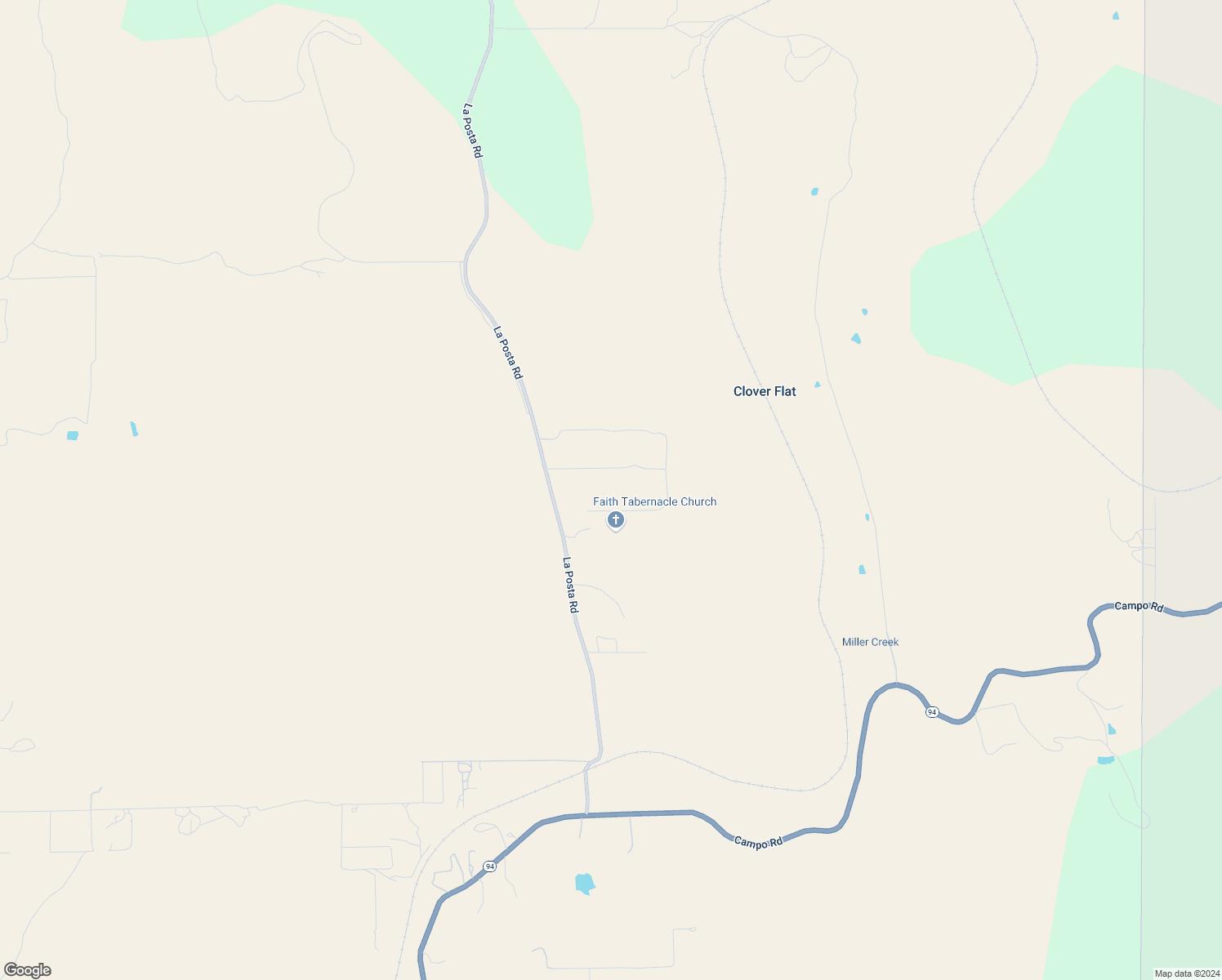map of restaurants, bars, coffee shops, grocery stores, and more near 1947 La Posta Road in Campo