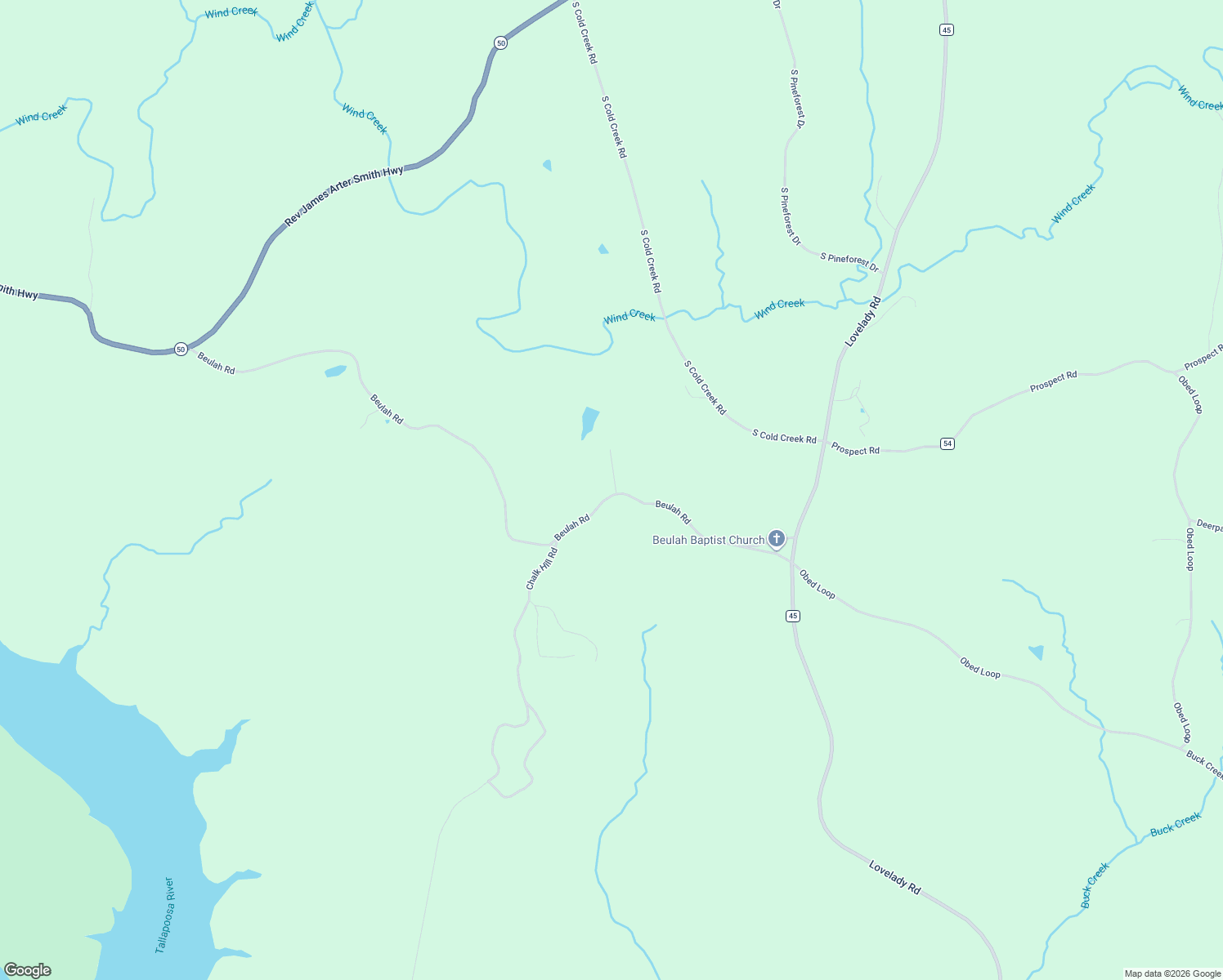 map of restaurants, bars, coffee shops, grocery stores, and more near 604 Beulah Road in Dadeville