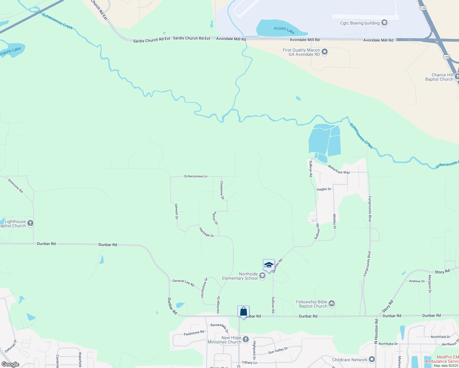map of restaurants, bars, coffee shops, grocery stores, and more near 407 Aspen Court in Warner Robins