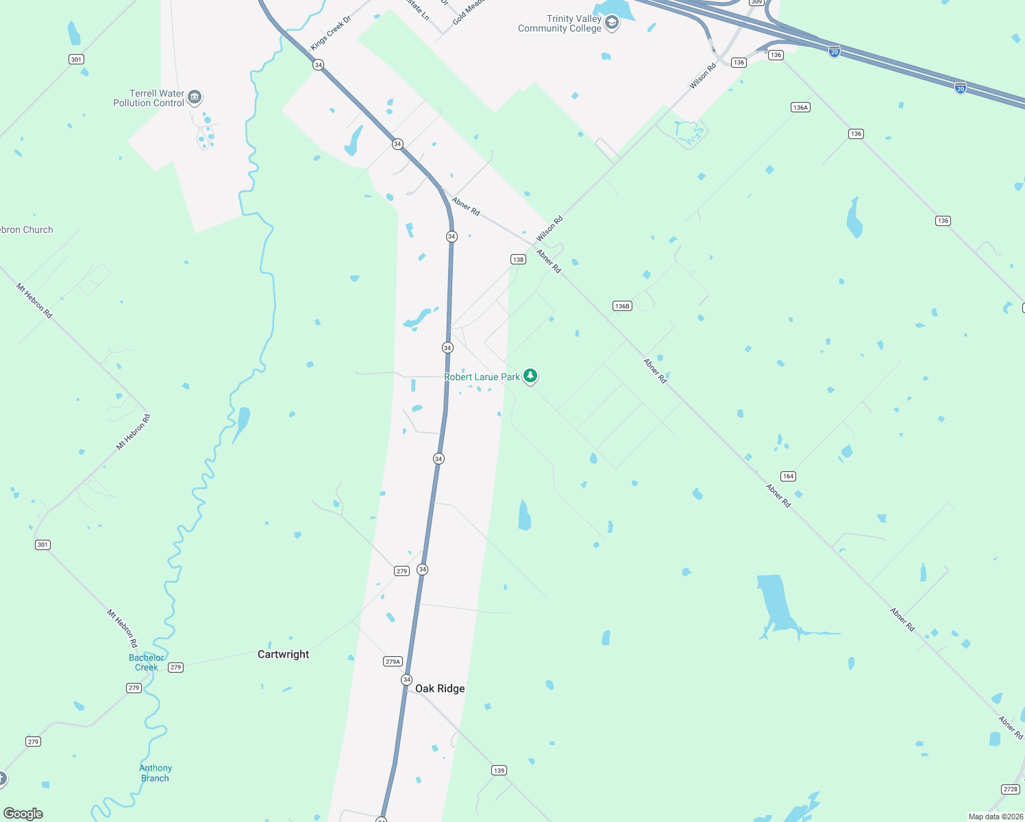 map of restaurants, bars, coffee shops, grocery stores, and more near 1398 Zagota Crossing Road in Terrell