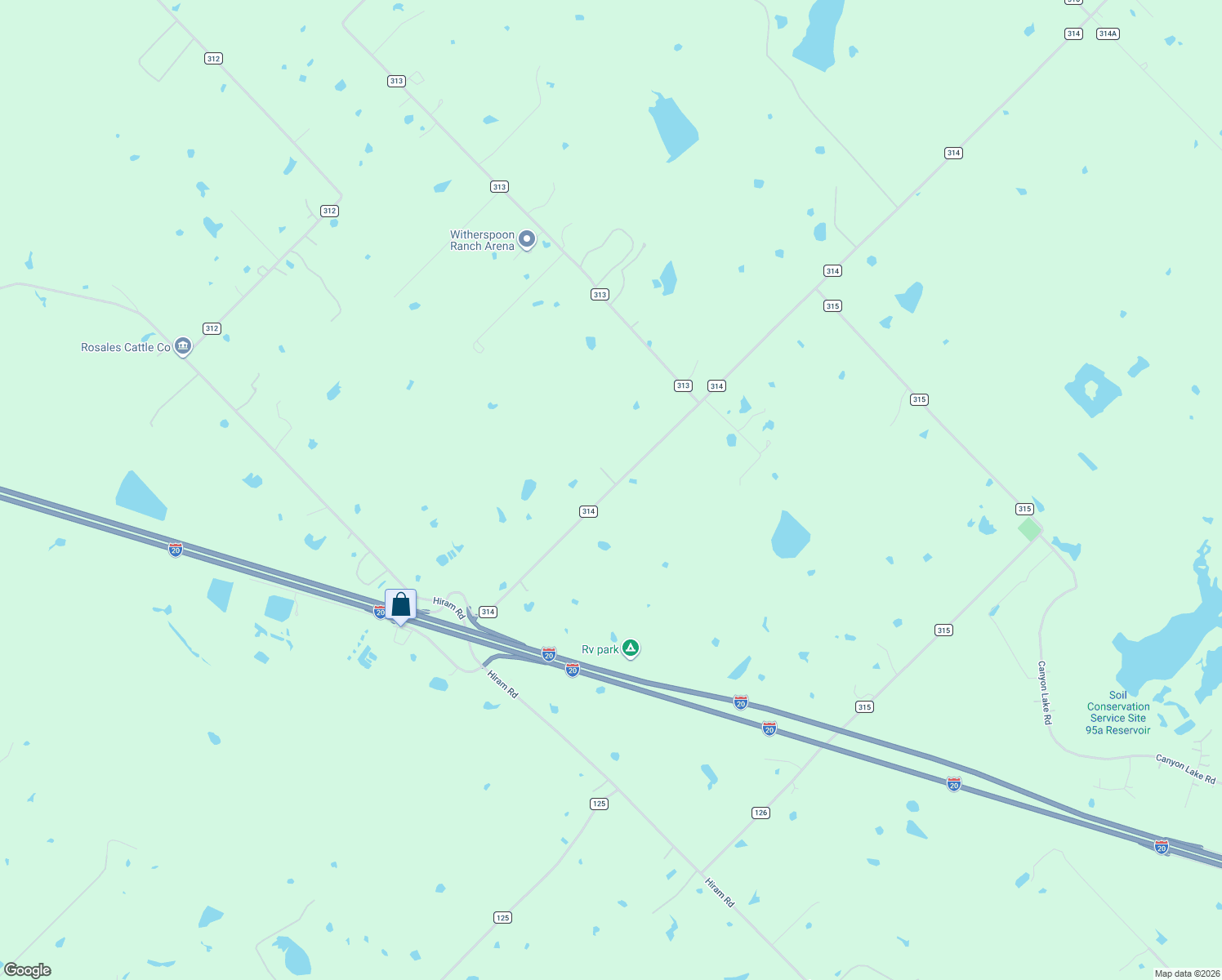 map of restaurants, bars, coffee shops, grocery stores, and more near 8112 County Road 314 in Terrell