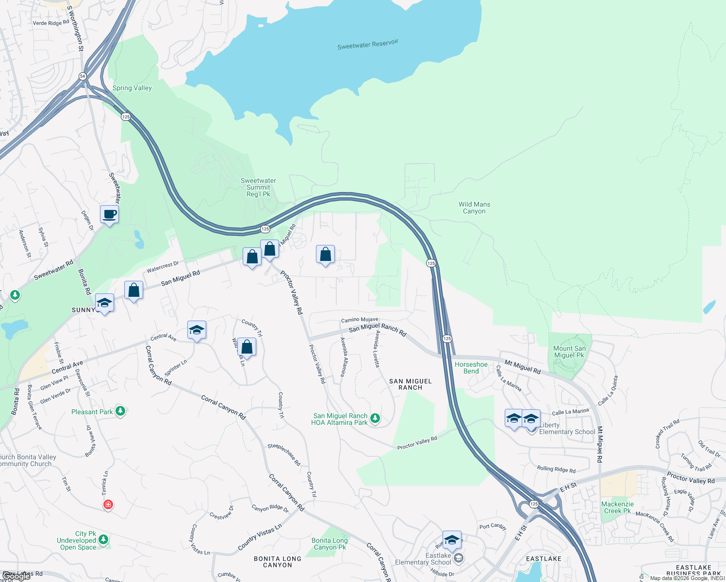 map of restaurants, bars, coffee shops, grocery stores, and more near 6575 Jonel Way in Bonita